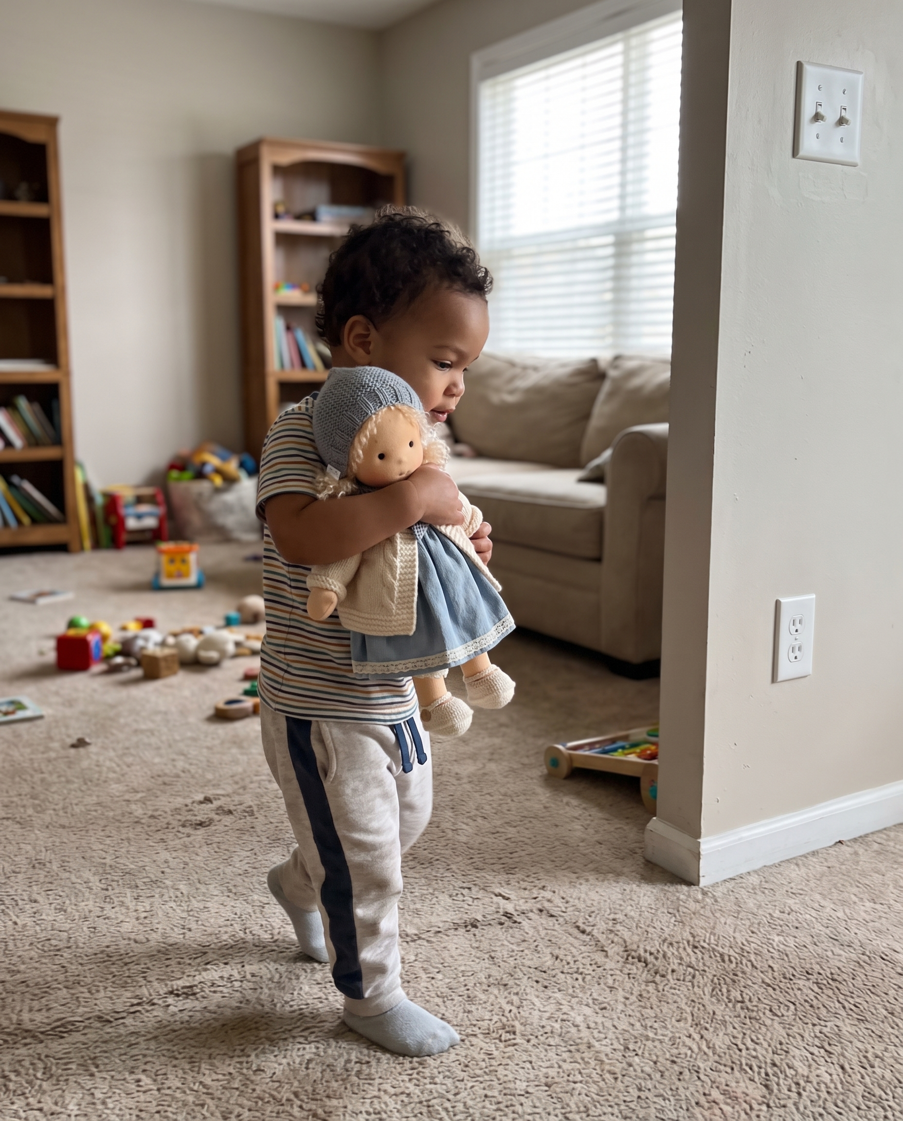 Handmade Cotton Waldorf Doll in use
