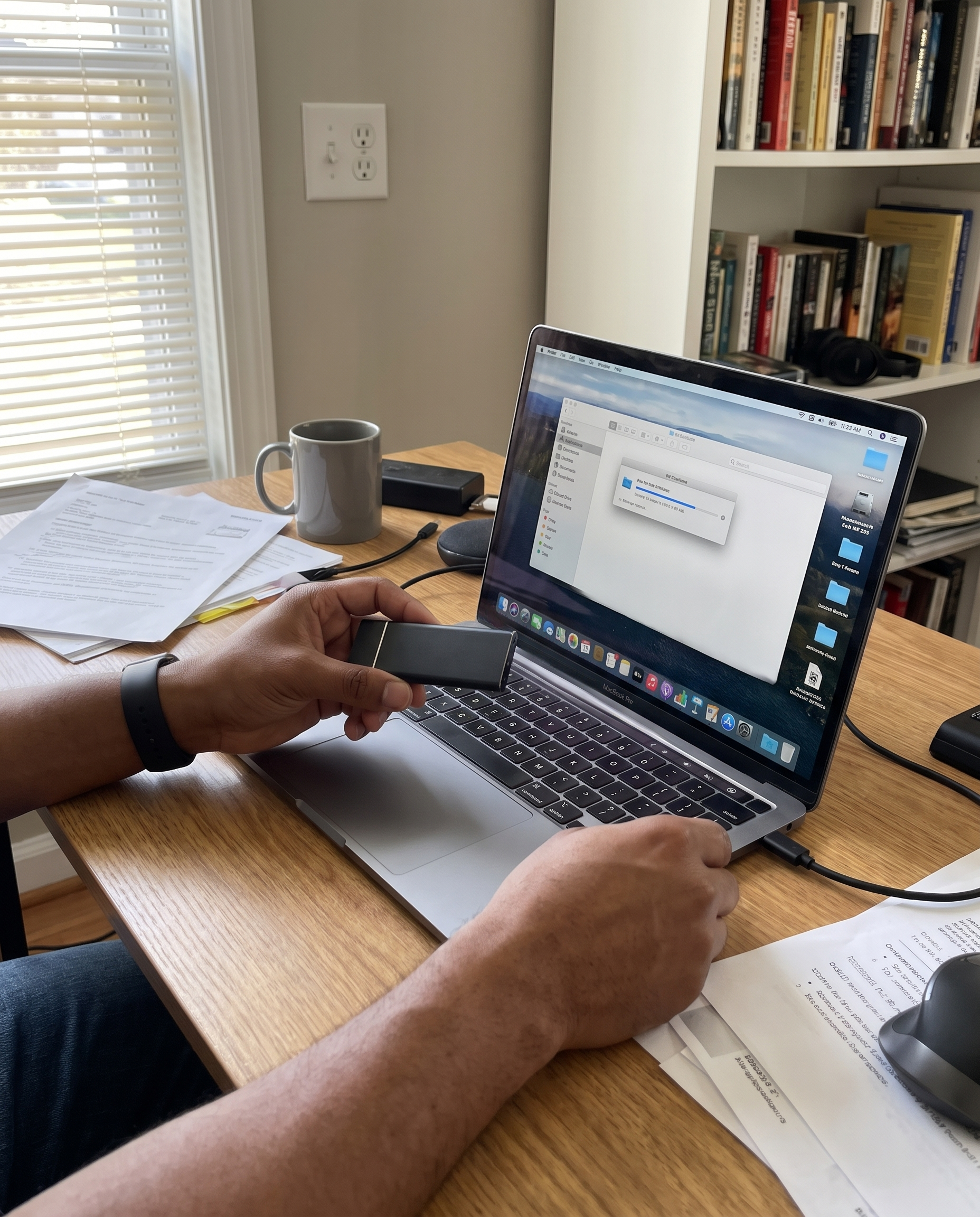 10TB Portable External Hard Drive USB 3.0 in use