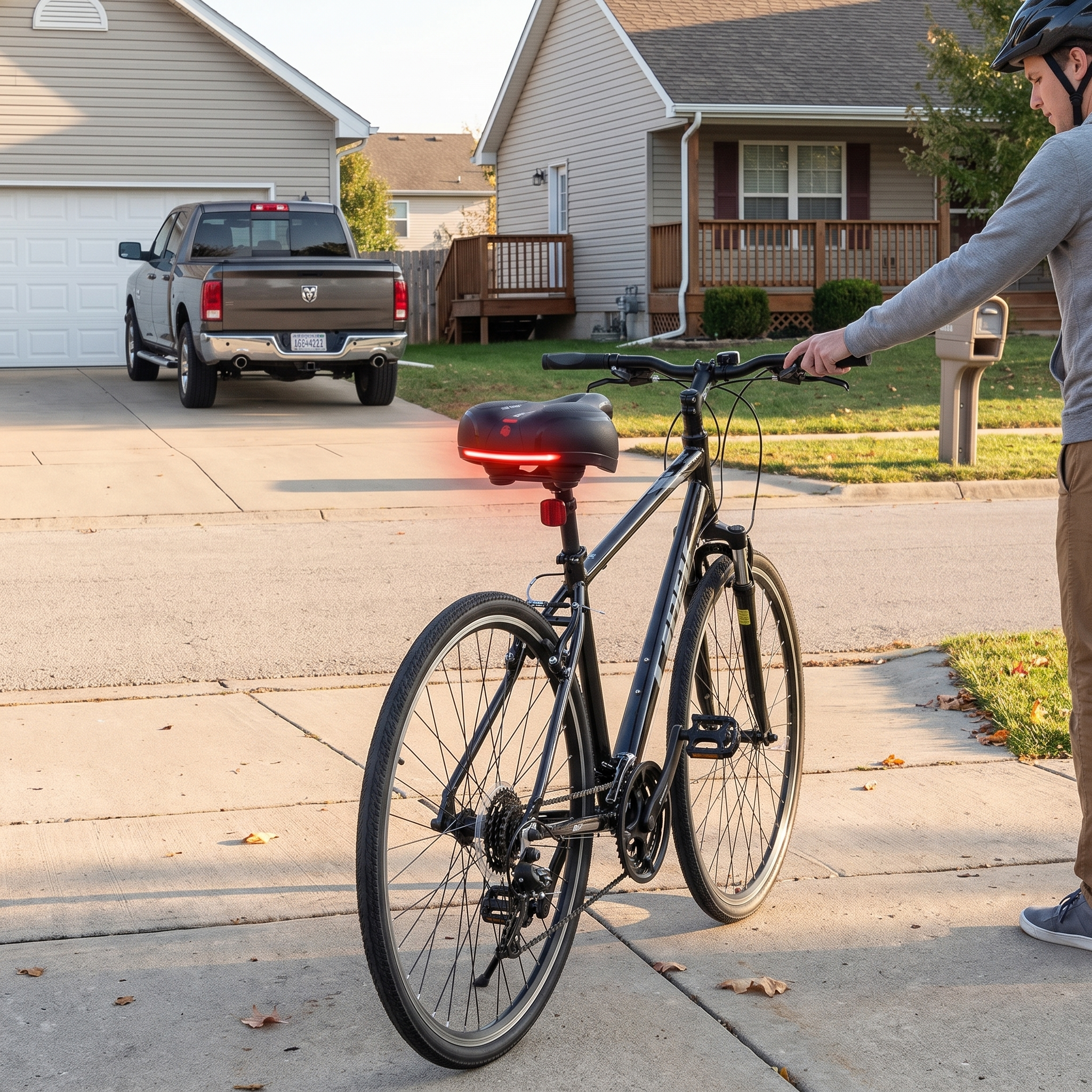 Cushioned Bicycle Seat with Built-In Suspension & Reflector lifestyle