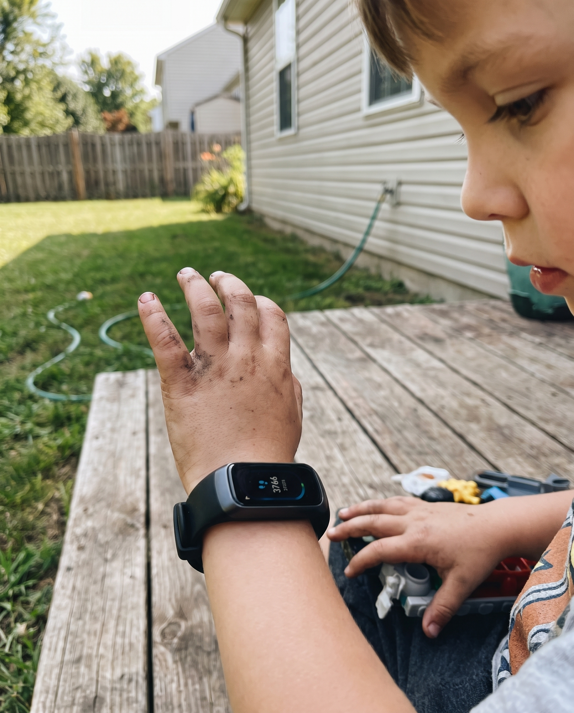Kids Fitness Tracker Watch with Heart Rate Monitor in use