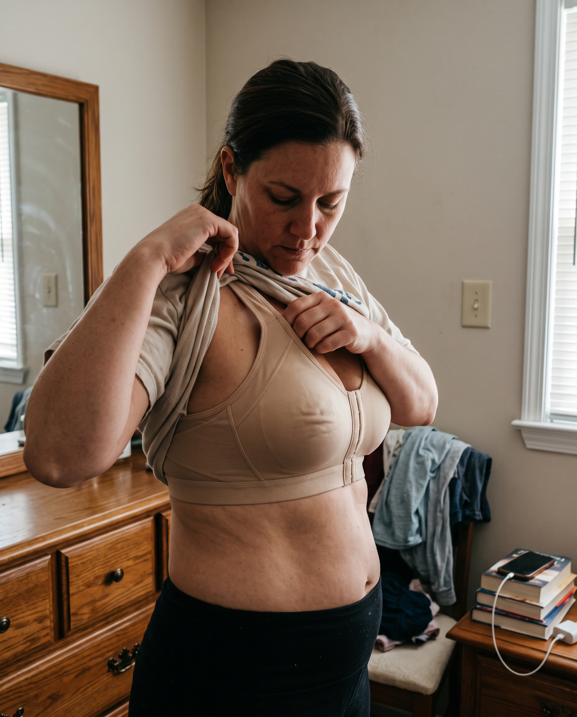 Women's Back Support Bra with Shoulder Alignment in use