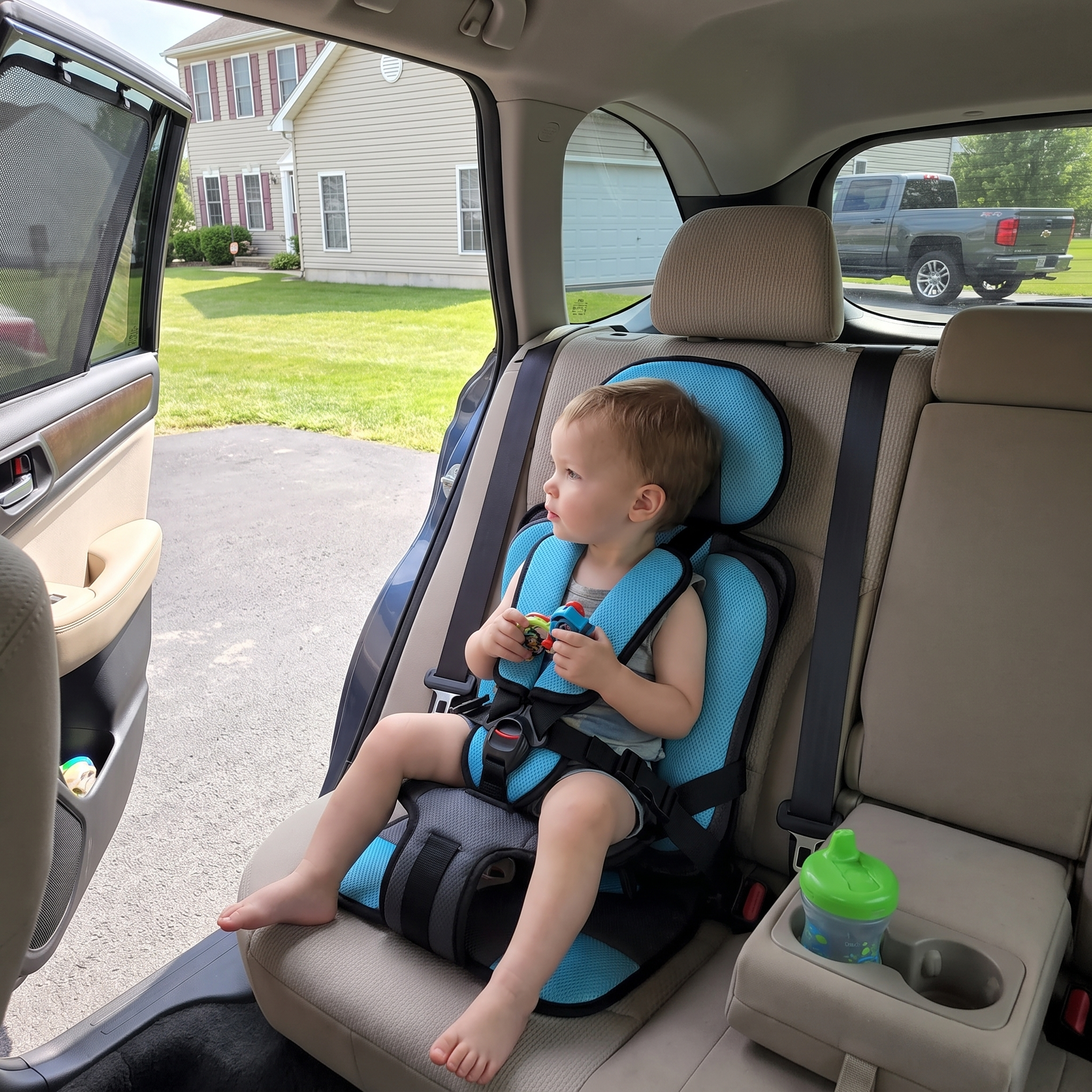 Collapsible Travel Booster Seat with 5-Point Harness for Kids 1-14 Years lifestyle