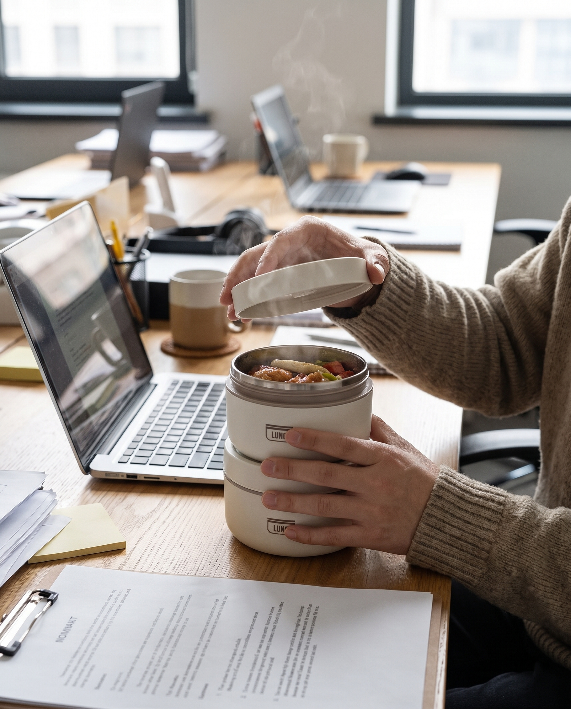Boîte-repas thermique – boîte-repas isotherme en acier inoxydable pour le travail, l’école et les déplacements, en situation