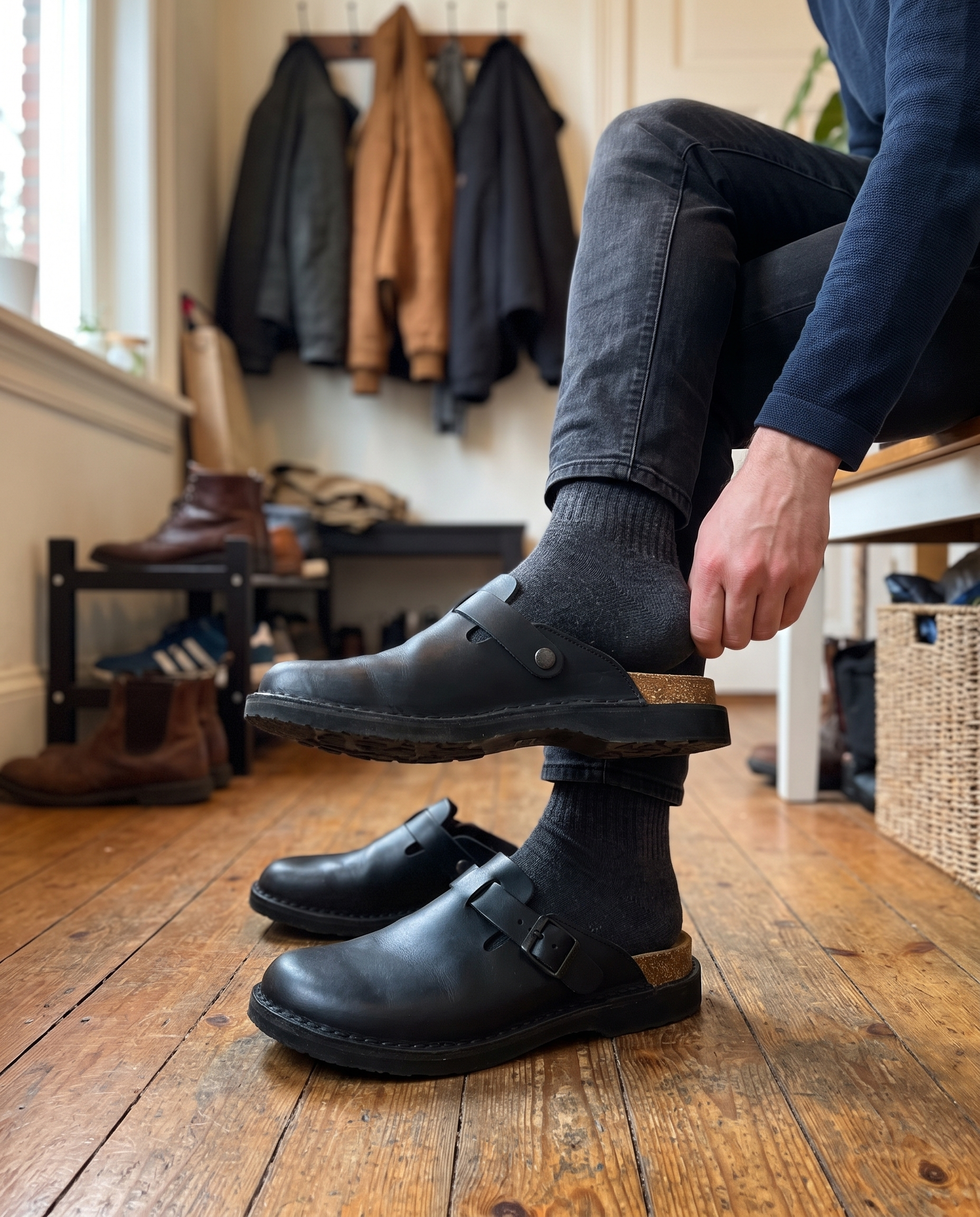 Comfortabele Houten Clogs voor Heren in gebruik