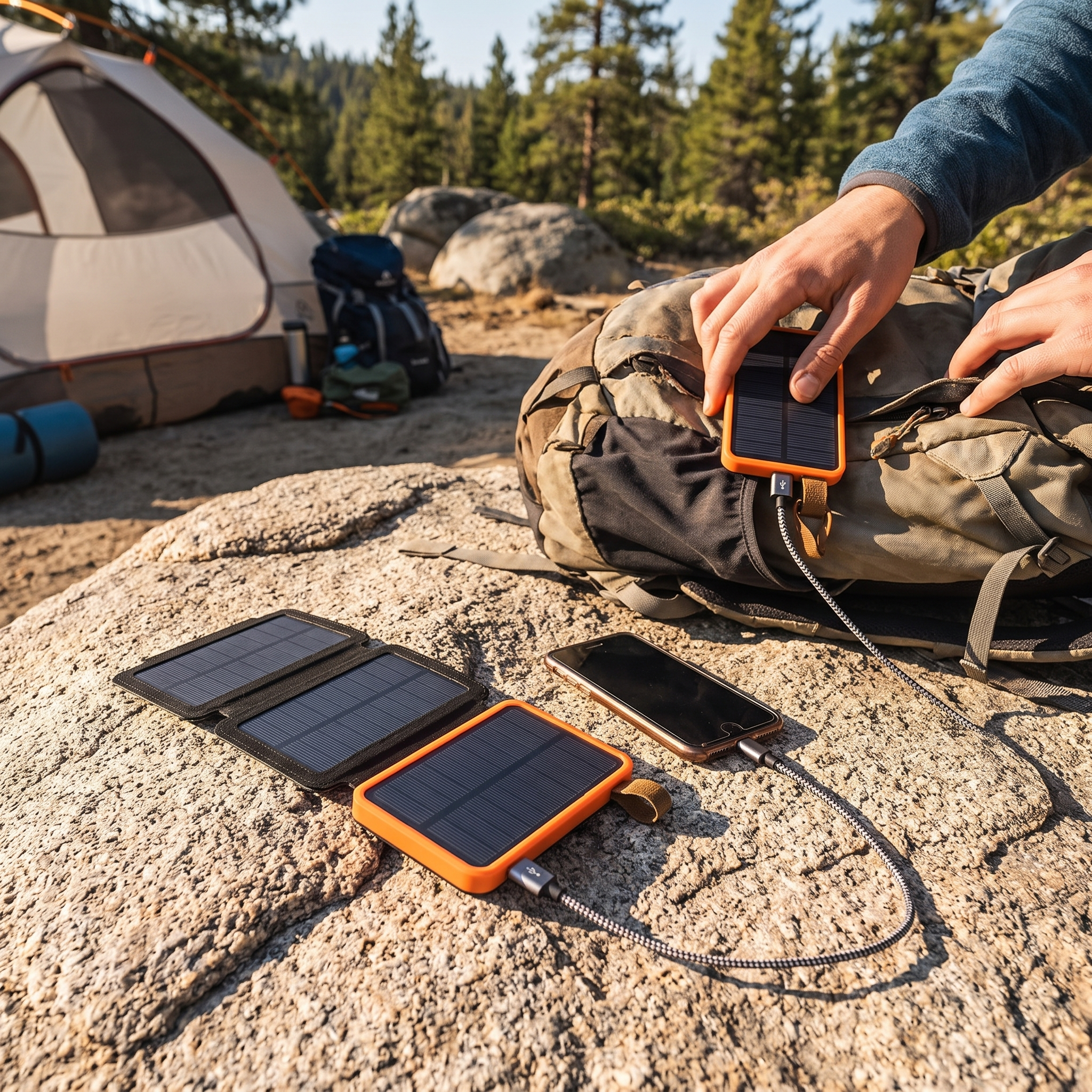 Foldable Solar Power Bank with Solar Panels Waterproof Portable lifestyle