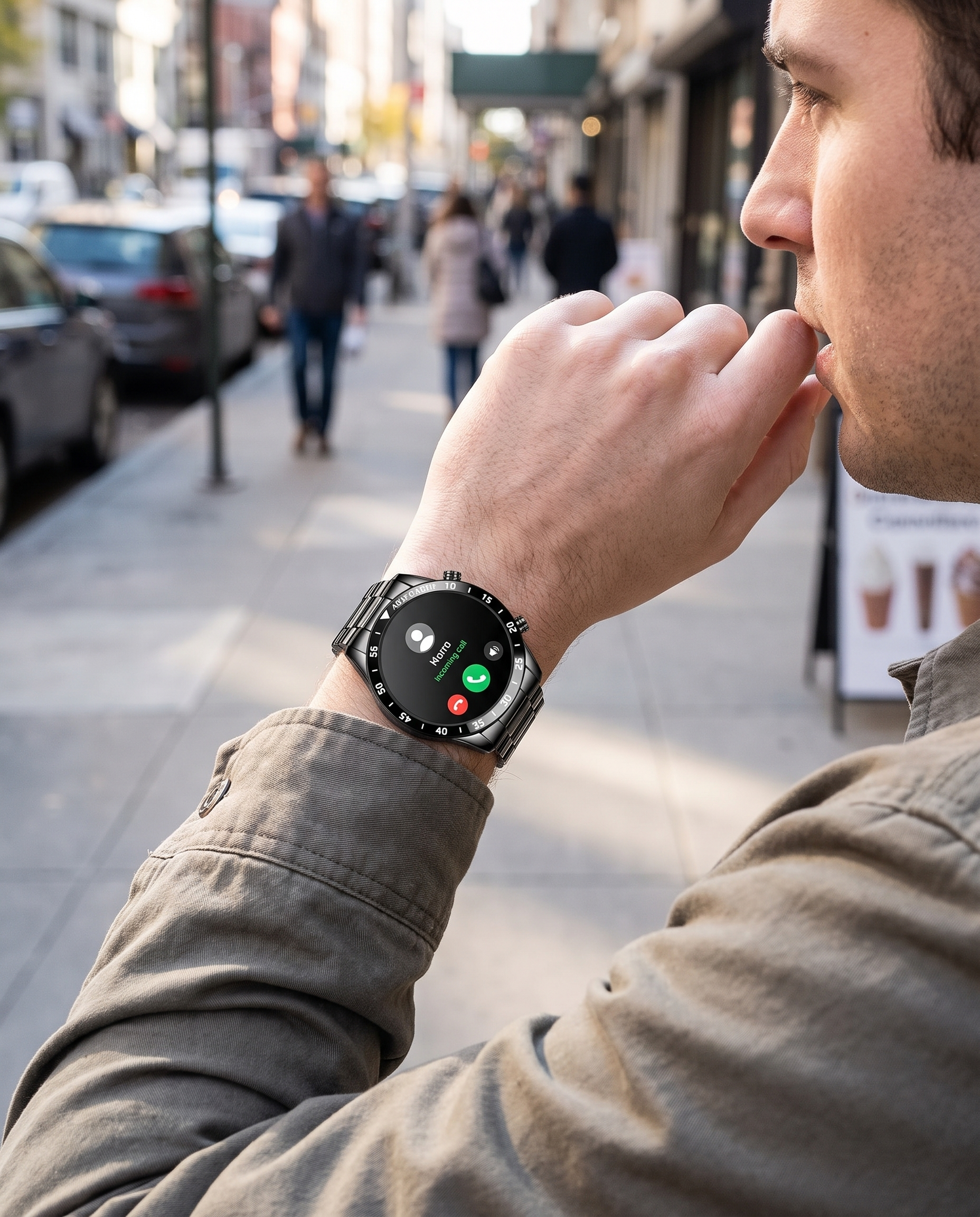 Smartwatch with 4G connectivity and calling functionality in use
