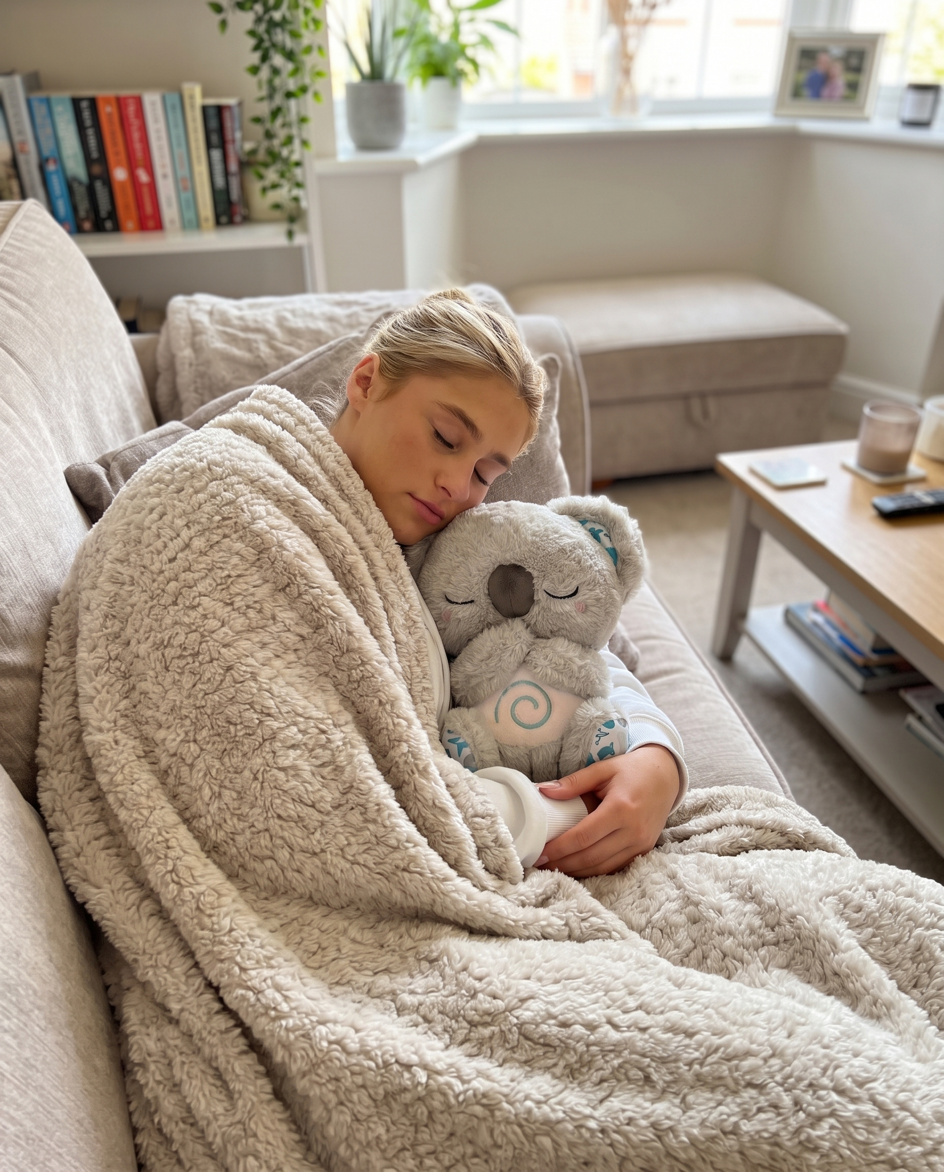 Therapeutisches Koala-Kuscheltier mit Aromatherapie- und Wärmefunktion in der Anwendung