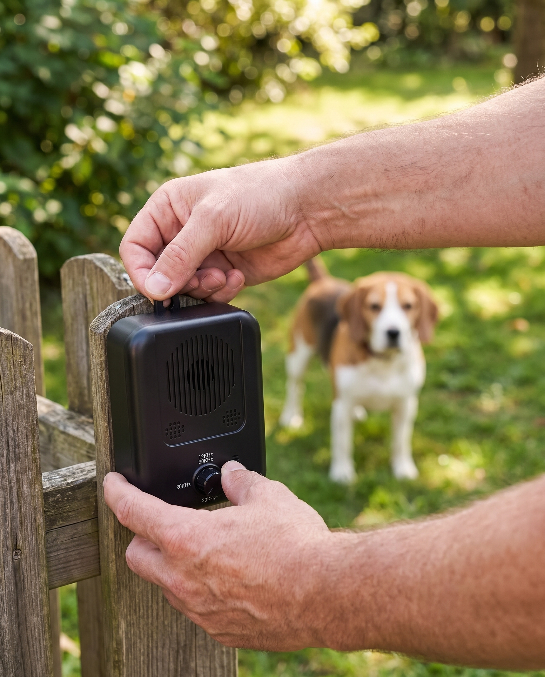 Appareil anti-aboiement à ultrasons rechargeable avec une portée de 15 mètres pour chiens en cours d’utilisation