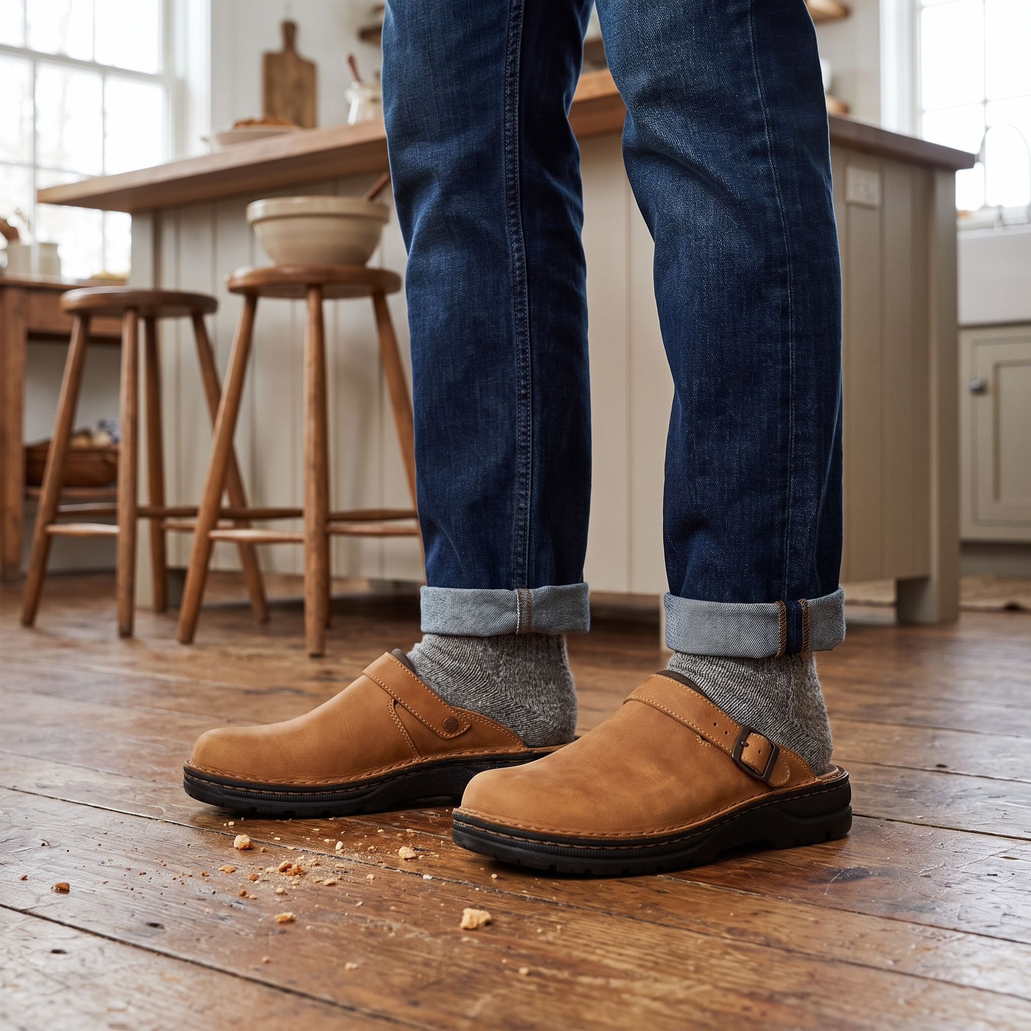 Sabots confortables à enfiler en cuir Chaussures intemporelles à enfiler style de vie
