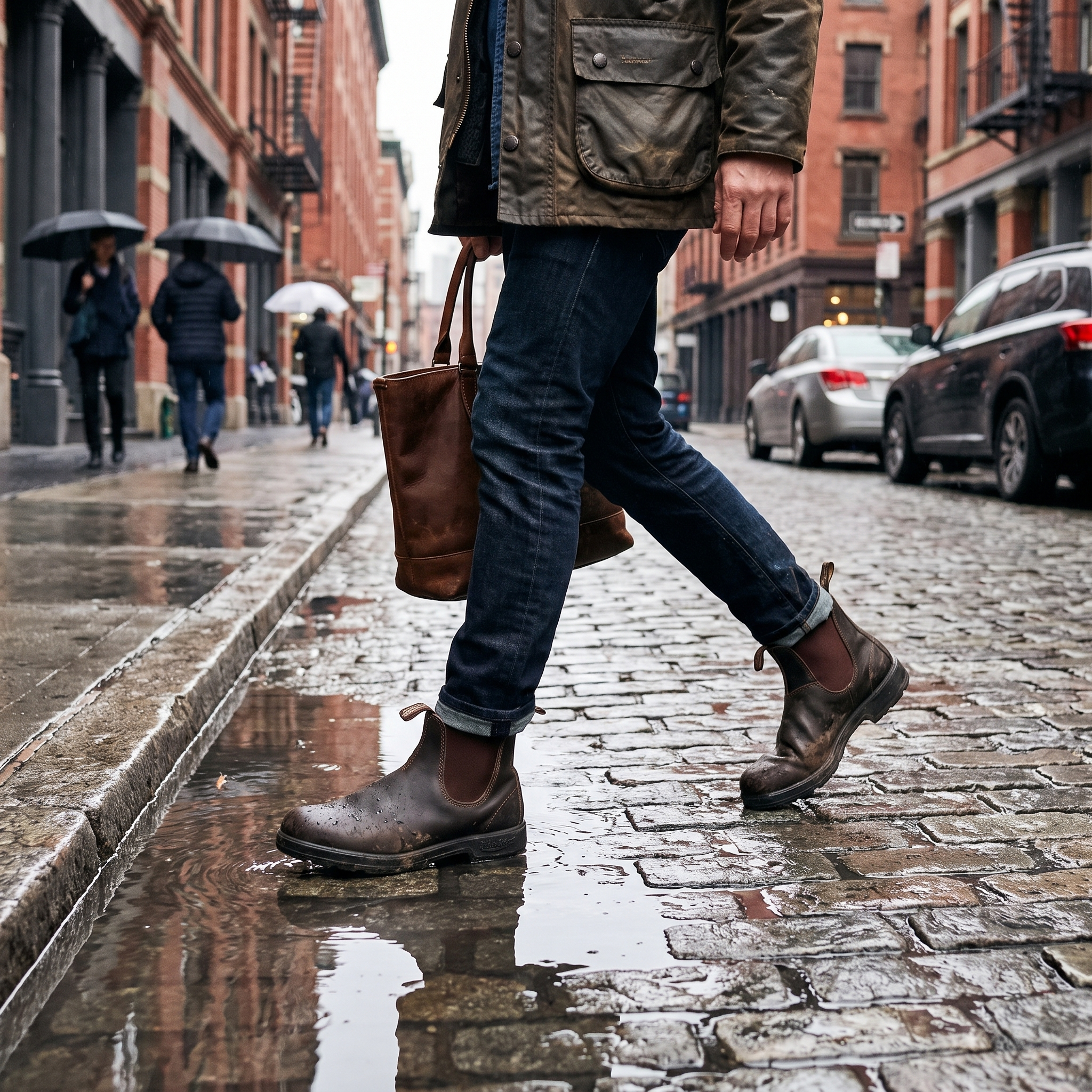 Waterproof Chelsea Ankle Boots Slip-On Model Black Men's Shoes Lifestyle