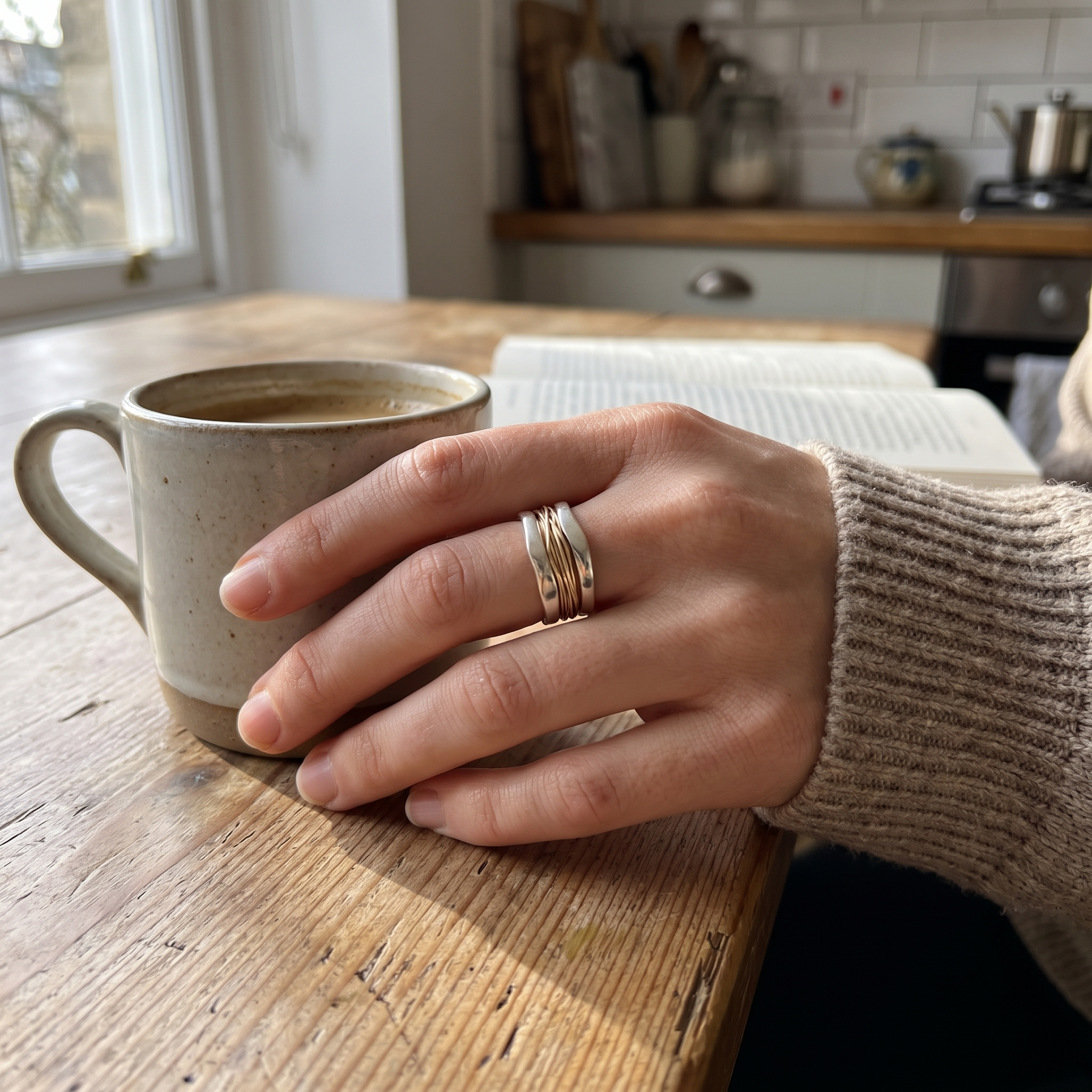 Elegant Silver and Gold Ring Refined Twist Jewelry lifestyle