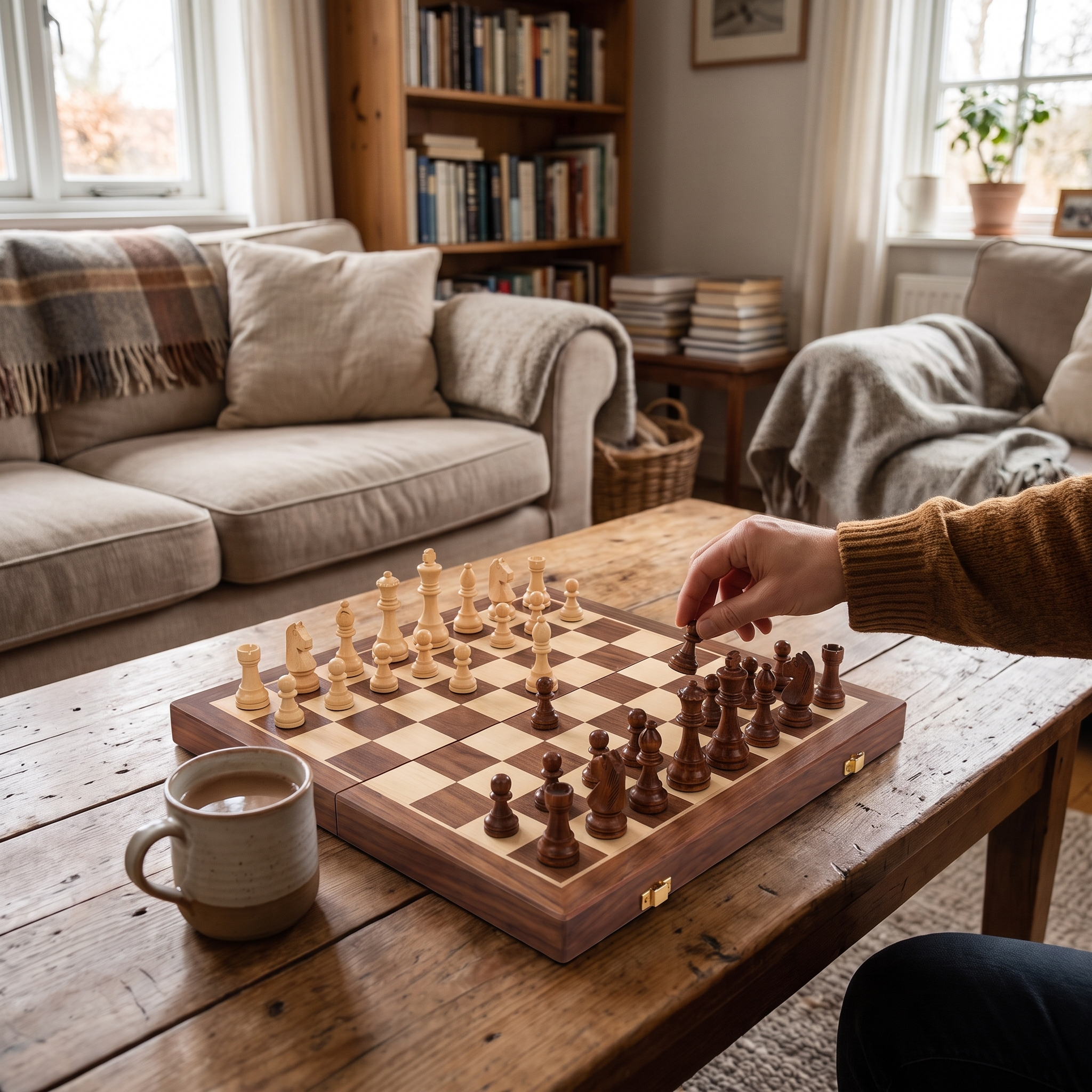 Solid Wood Foldable Classic Strategy Chess Set lifestyle