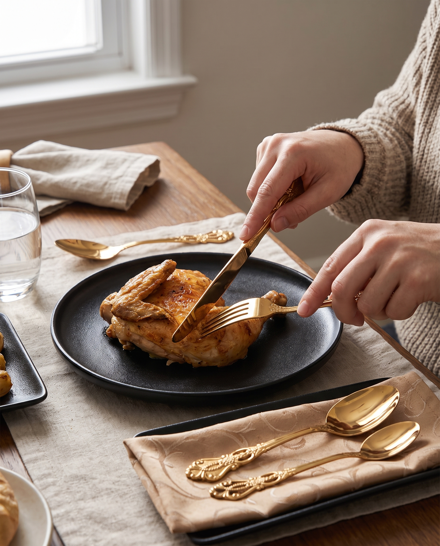 18/10 stainless steel cutlery set in use