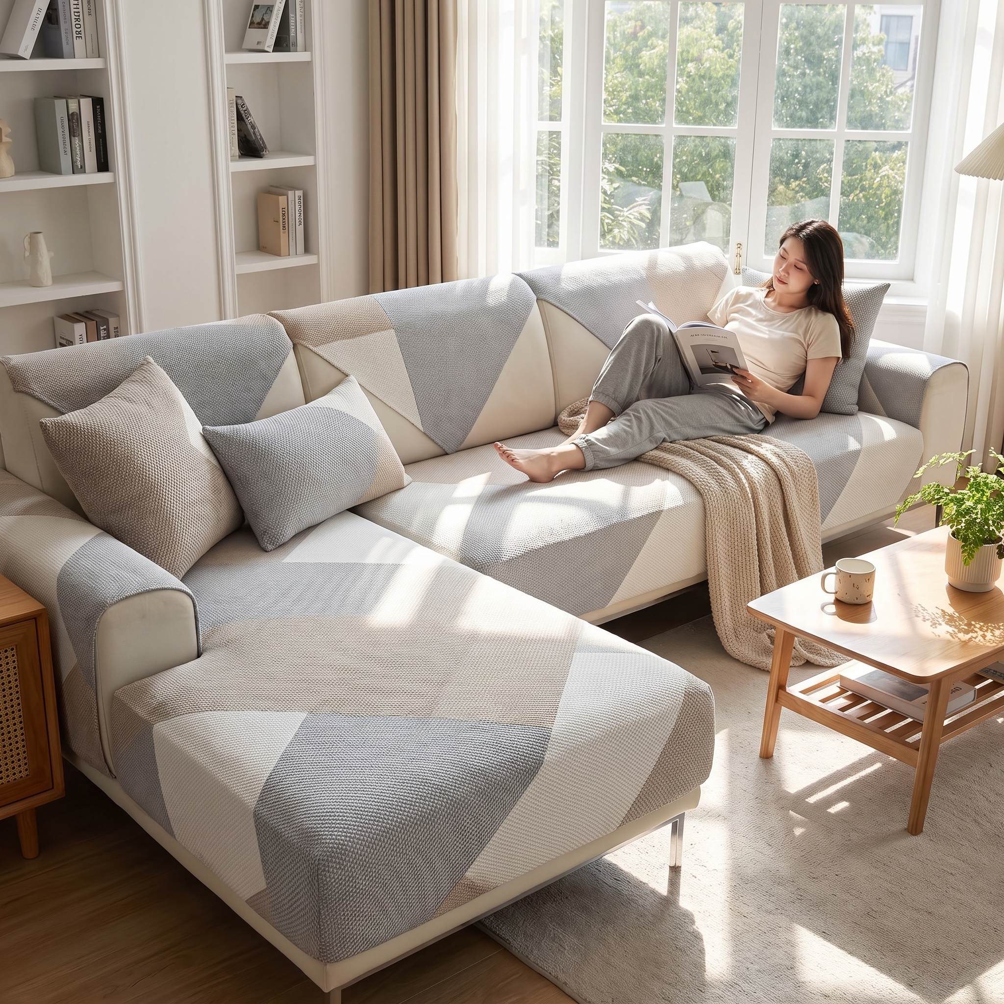 Rutschfester Sofabezug für Ecksofas und Sofas – Waschbarer Sofabezug | Sansoti lifestyle