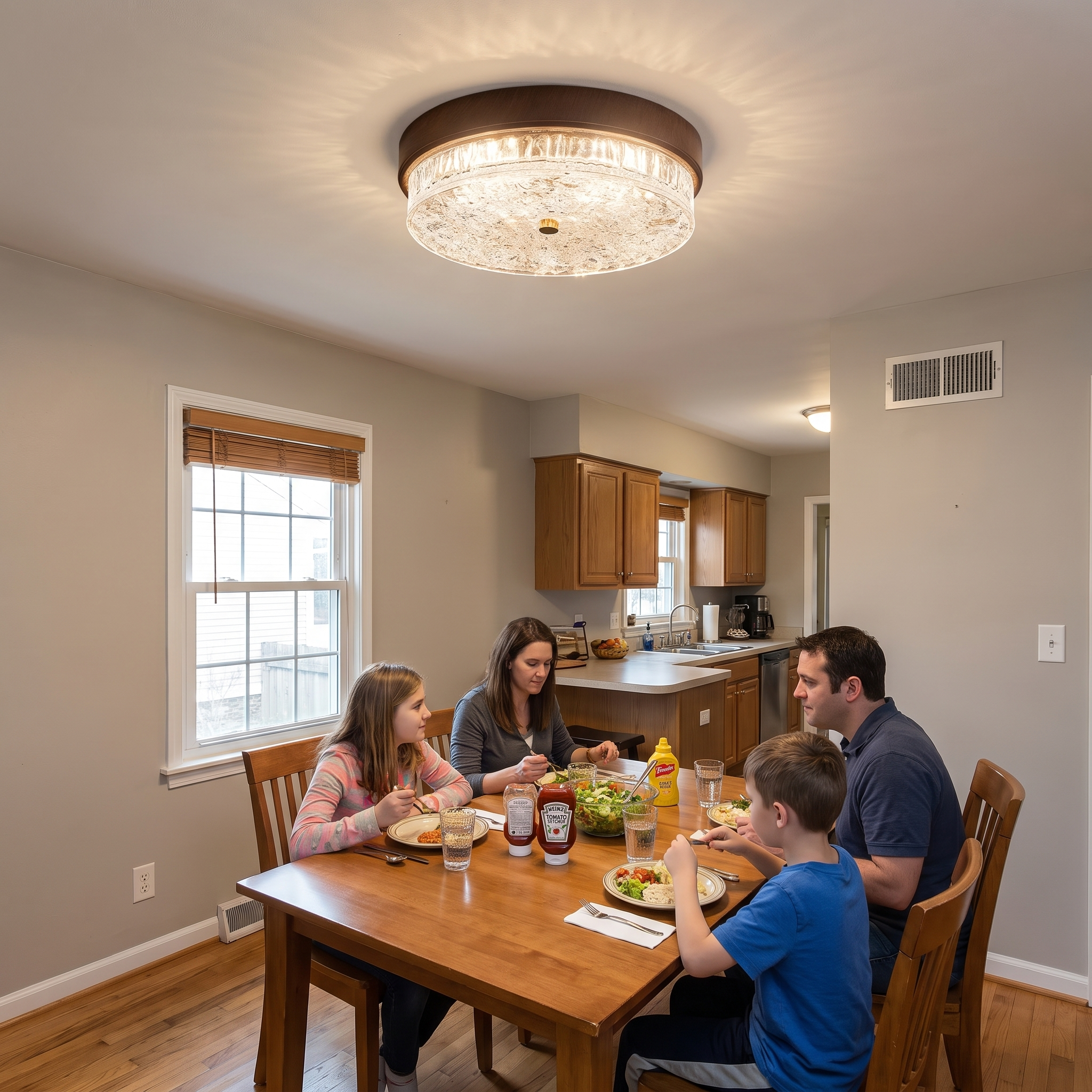 LED Flush Mount Ceiling Light with Glass Shade 12.6 in Round Fixture lifestyle
