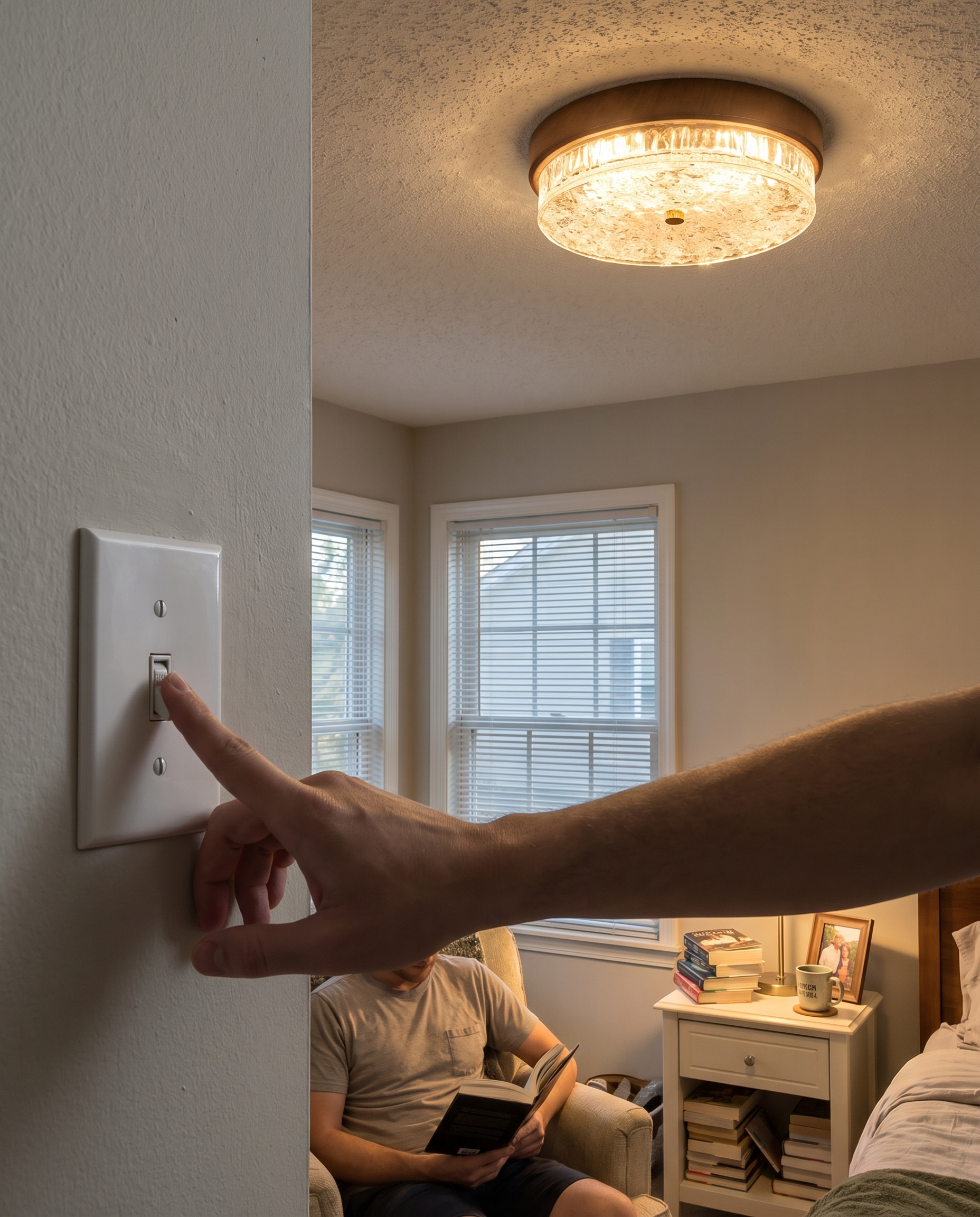 LED Flush Mount Ceiling Light with Glass Shade 12.6 in Round Fixture in use