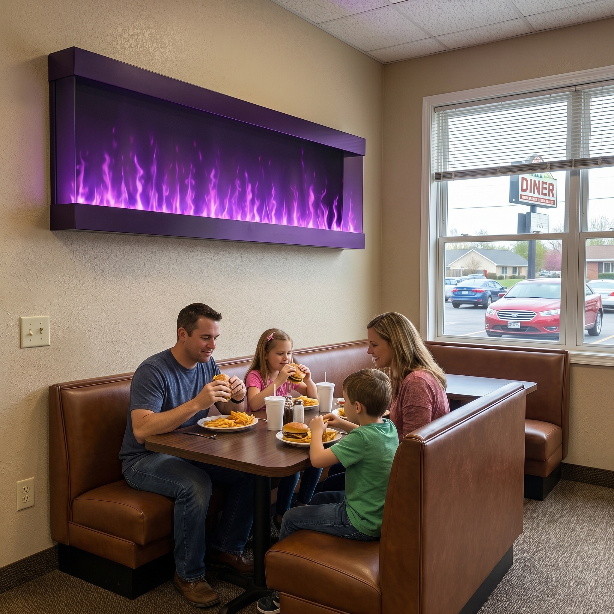 Animated LED Wall Sconce 39 in Aluminum with Flame and Water Effects RGBW lifestyle