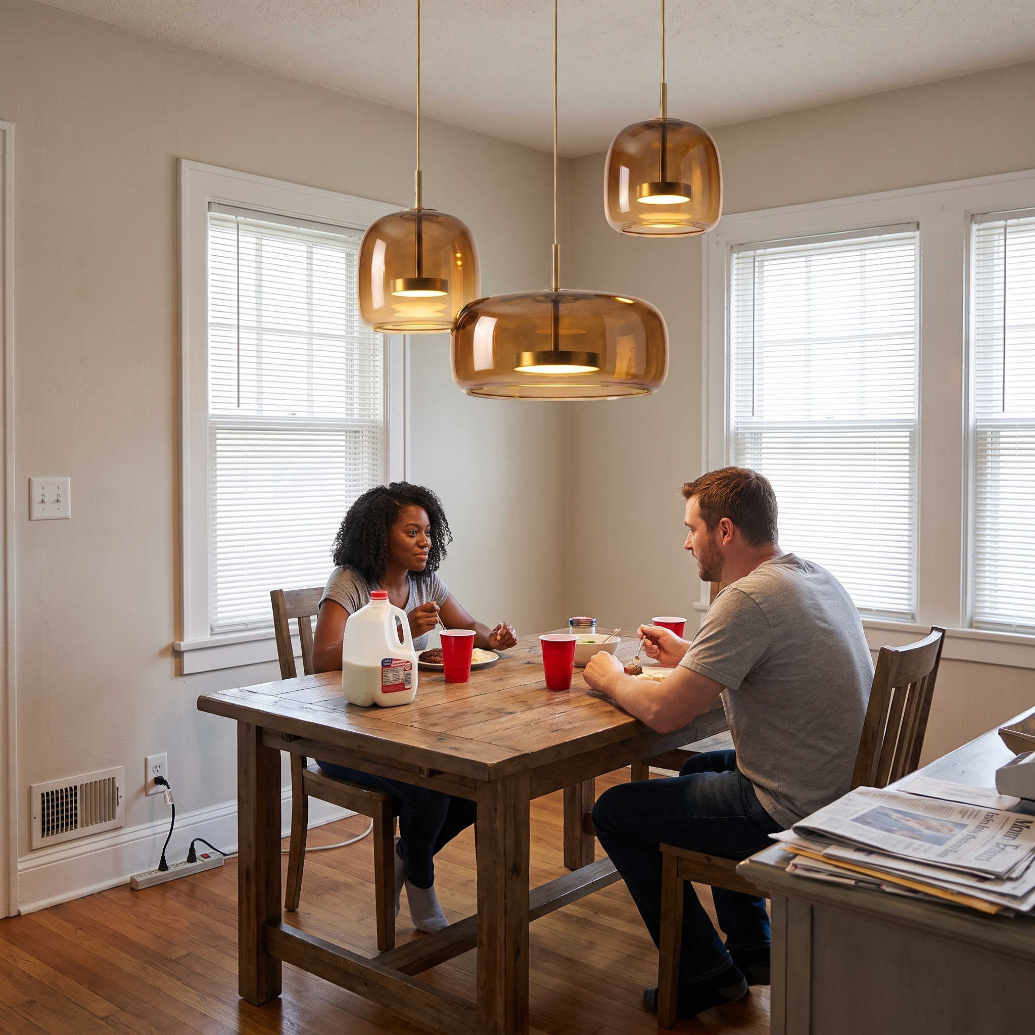 Glass Globe Hanging Fixture Adjustable Ceiling Light lifestyle
