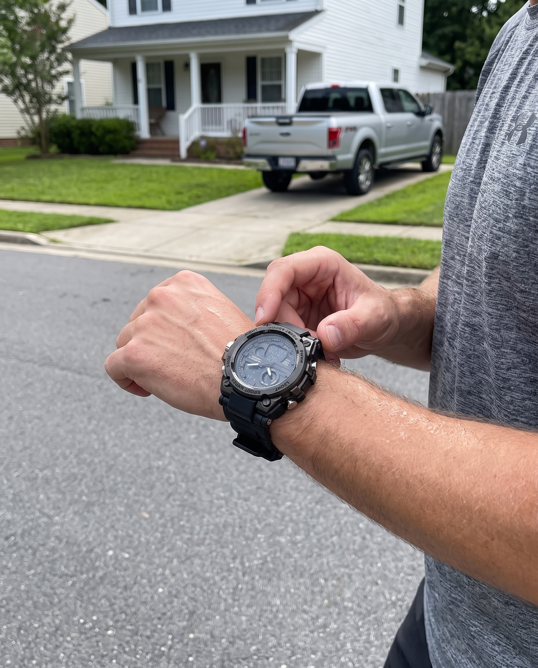 Tactical Sport Watch with Dual Time Zones and LED Backlight in use
