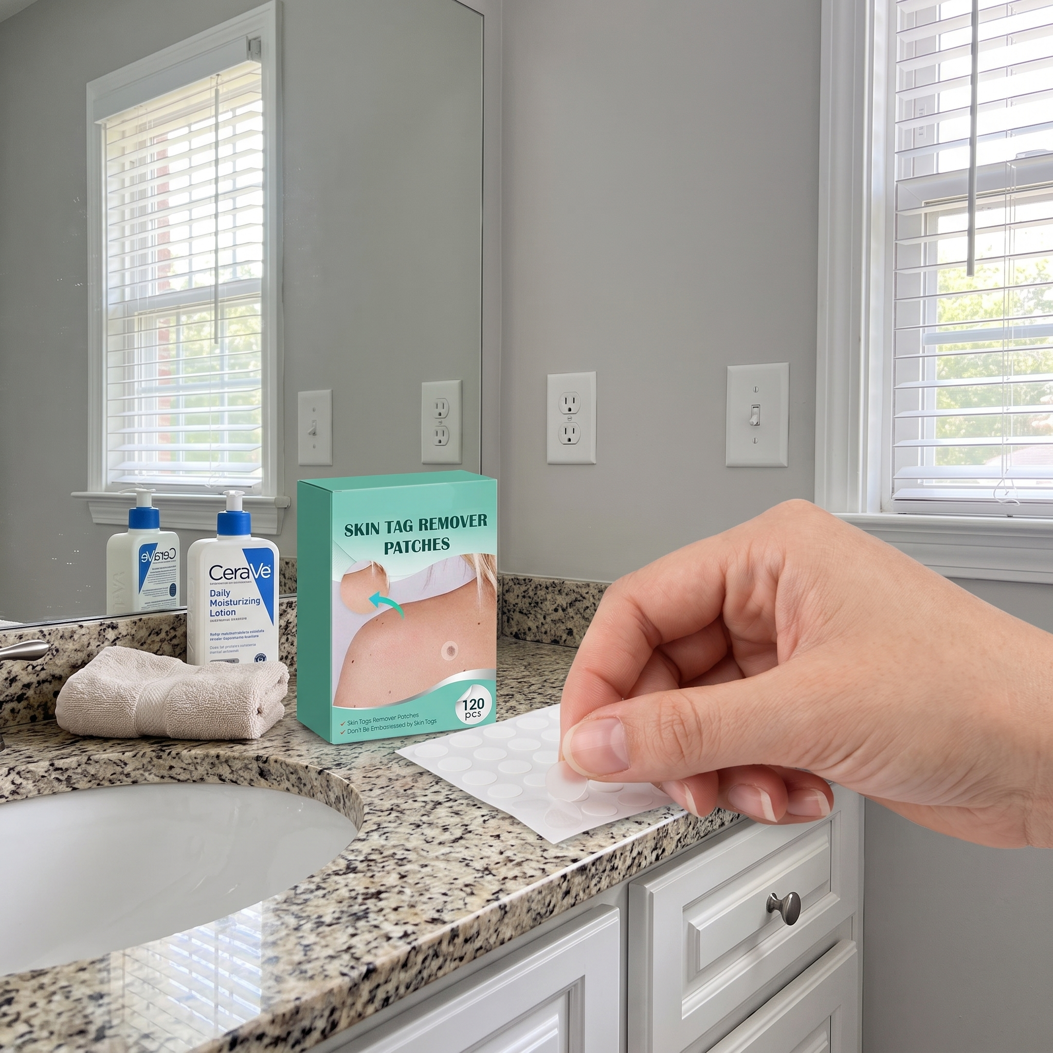 Hydrocolloid Skin Tag and Wart Remover Patches 120-Pack lifestyle