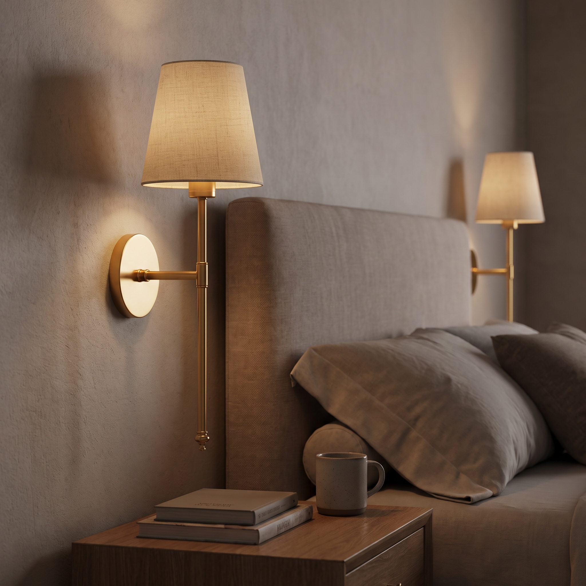 Applique murale sans fil dans la chambre à côté de la tête de lit