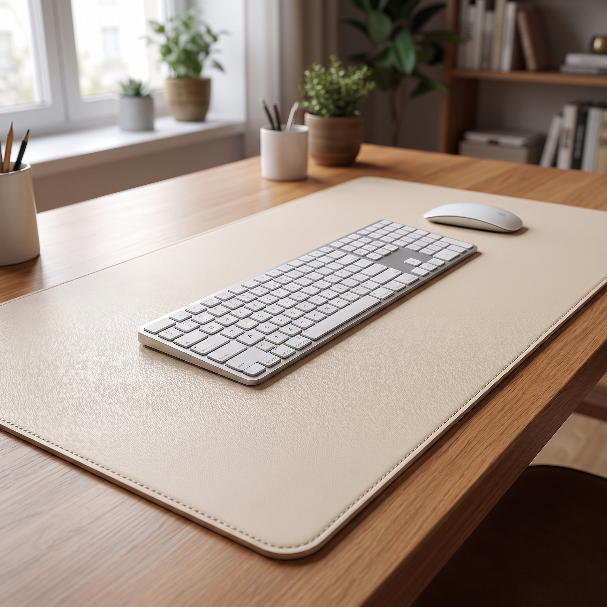 Sous-main de bureau 120x60 cm avec clavier et souris sur un bureau en bois