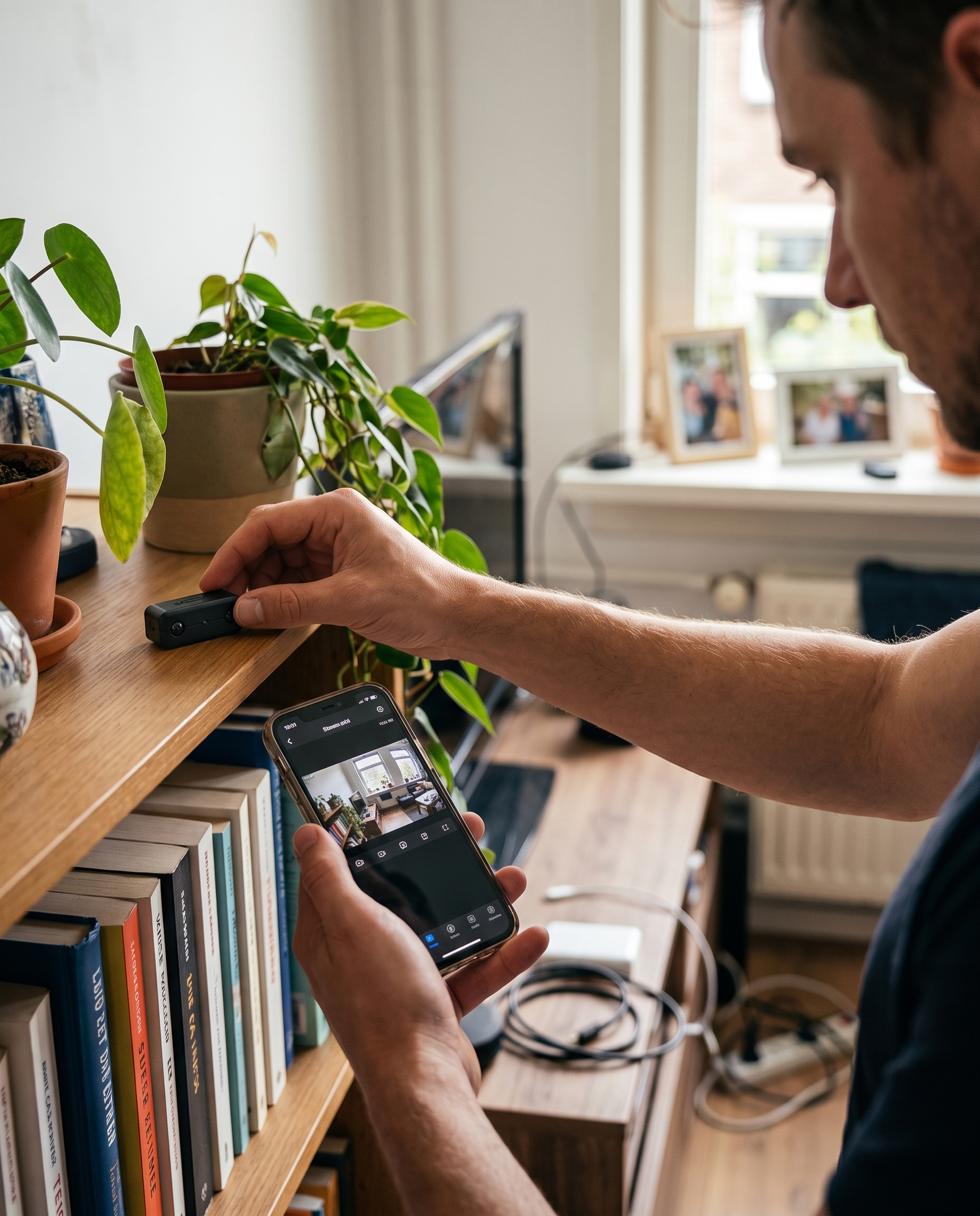 Compacte Beveiligingscamera Full HD met Nachtzicht en Bewegingsdetectie in gebruik