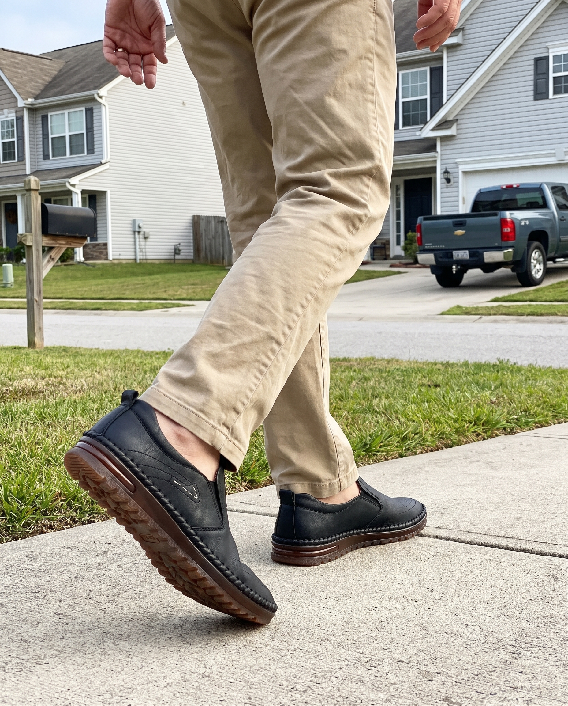 Men's Orthopedic Walking Shoes with Arch Support & Air Cushion Sole in use