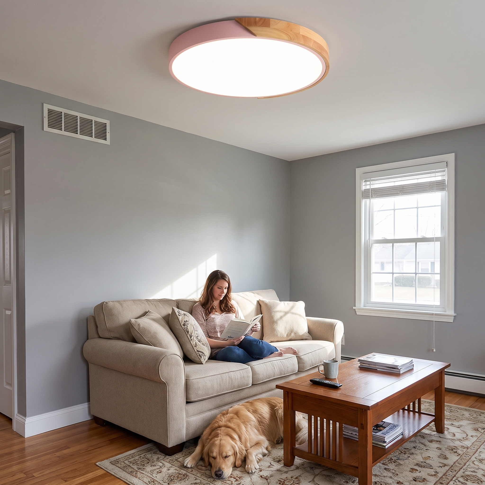 Round Wood Ceiling Light Fixture lifestyle