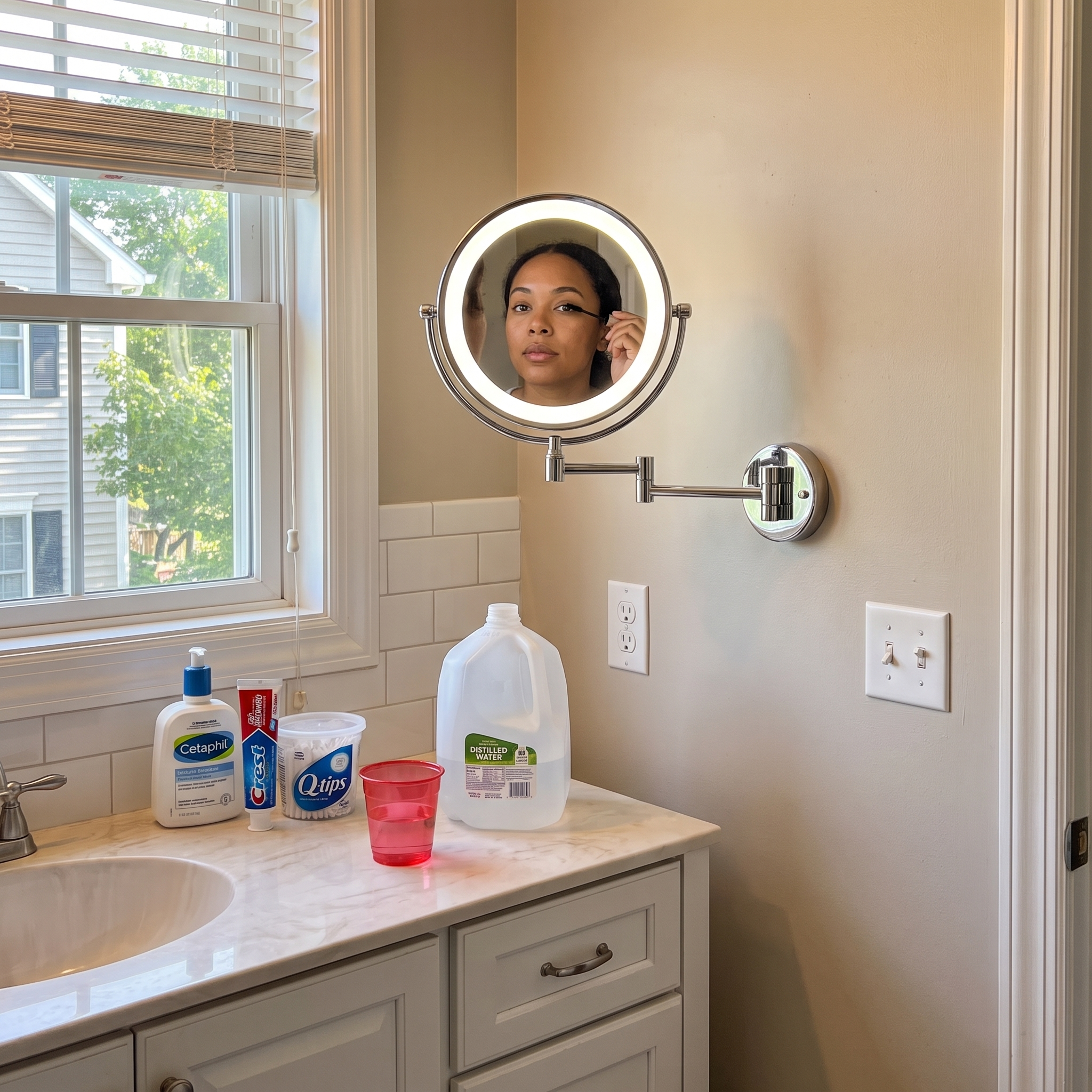 Rechargeable LED Lighted Vanity Mirror Wall Mount lifestyle