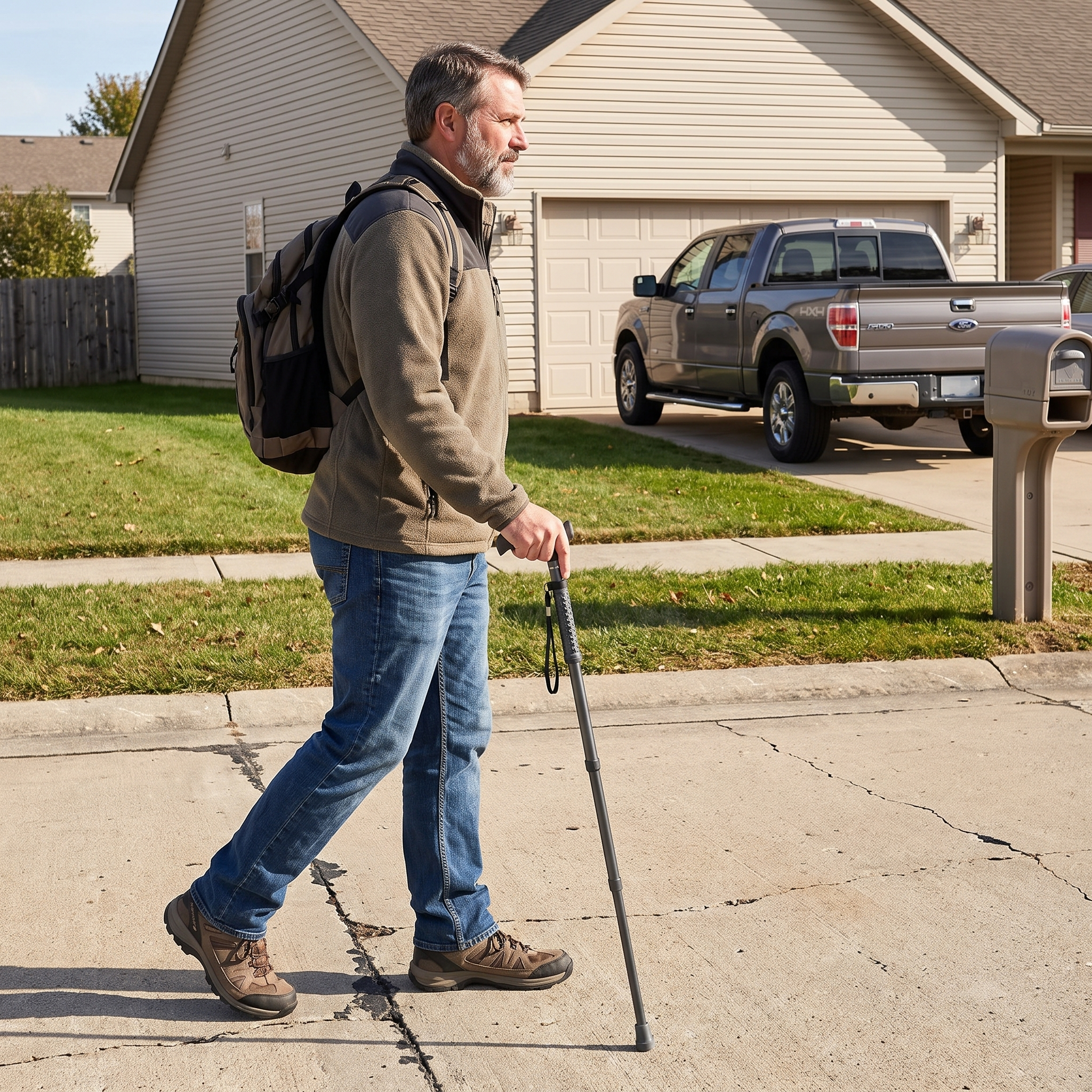 Collapsible Walking Stick with One-Touch Deploy for Urban Safety & Hiking Support lifestyle