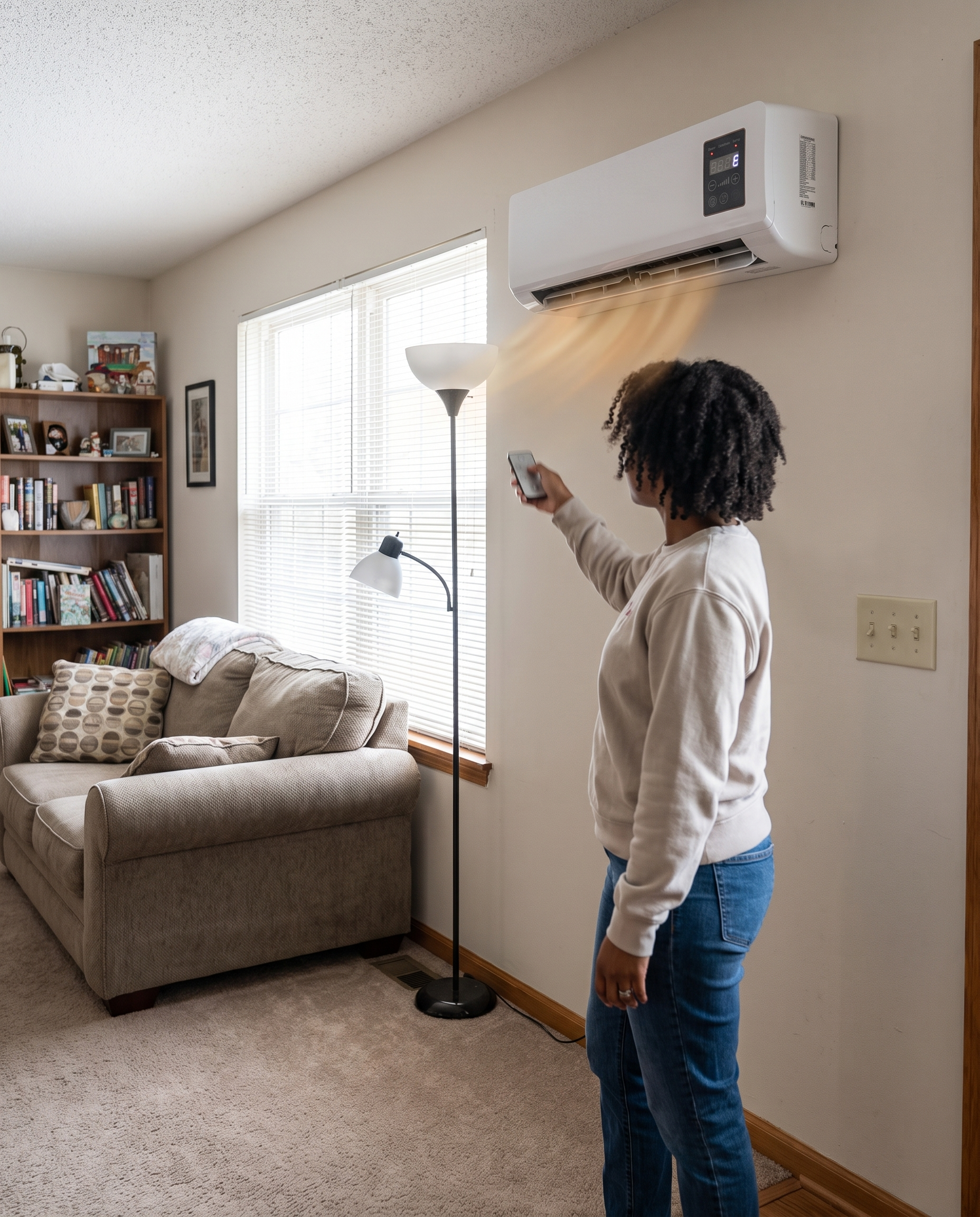 Wall-Mounted Fan Heater Combo with Remote & Timer in use