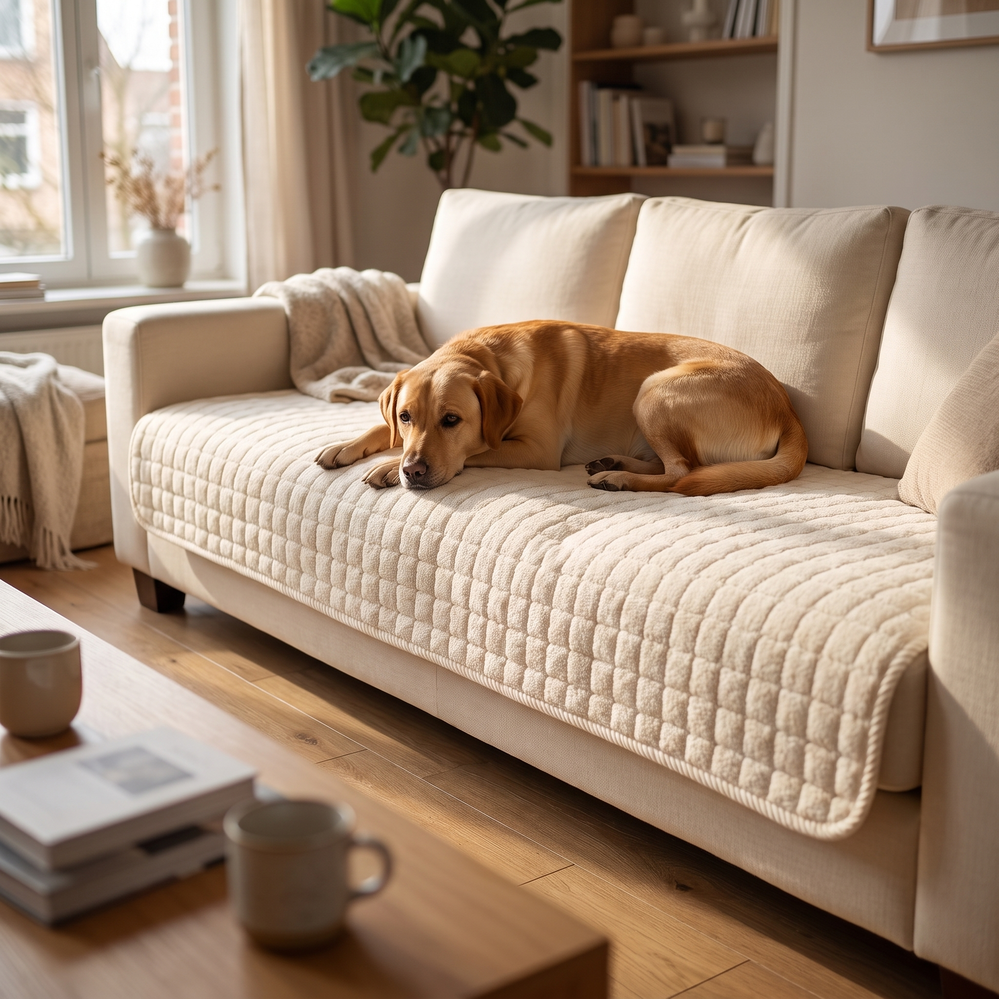 Anti-slip dog sofa cover, 70x180 cm, on a 3-seater sofa