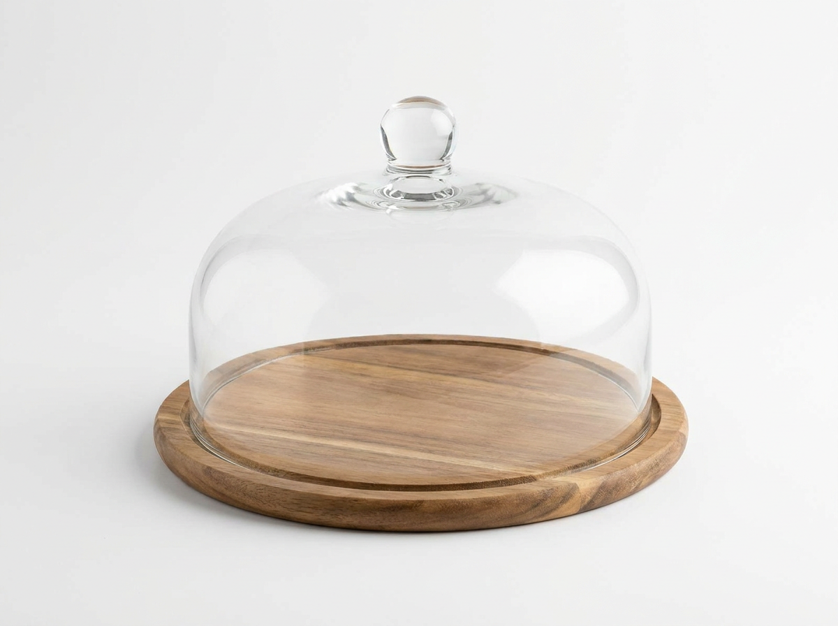 Glass dome with wood base