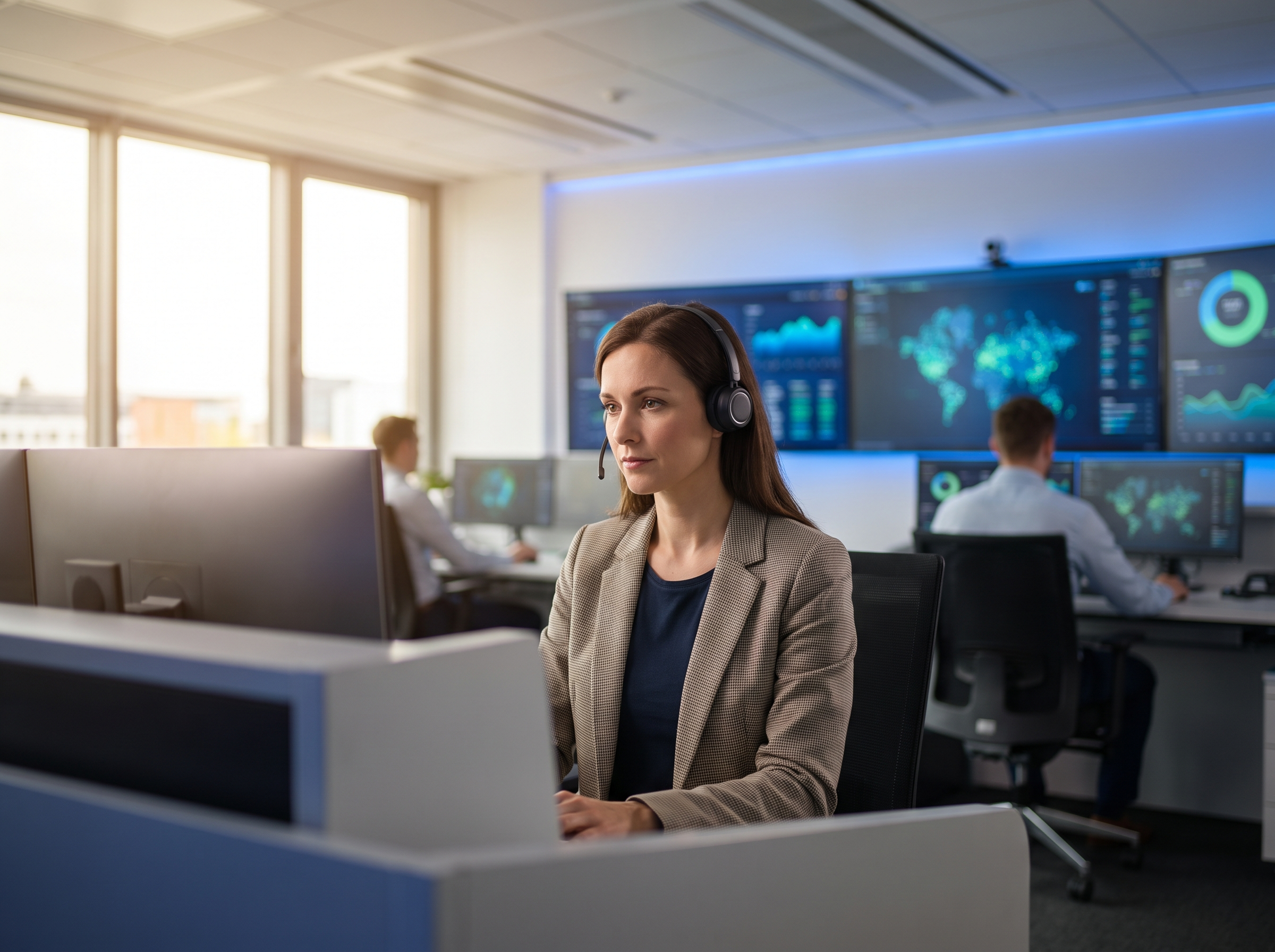 Analyst reviewing data dashboards