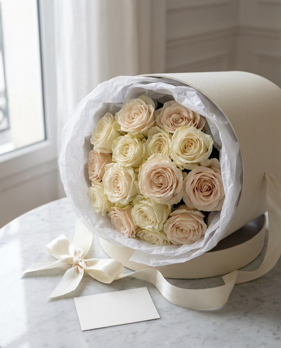 Editorial illustration of french hand-tied bouquets, reliably delivered — Ode à la Rose, Long Island City, Queens