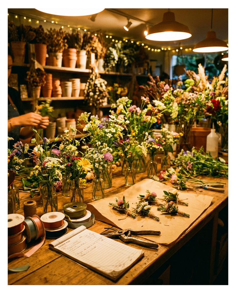 Editorial illustration of astoria's most-reviewed neighbourhood florist — Quinn Florist, Astoria, Queens