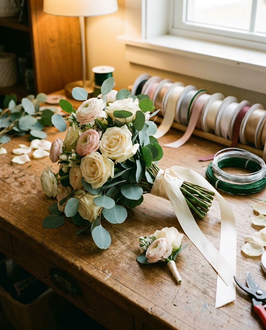 Editorial illustration of wedding and event work under connie — Colombia Florist of 231st Street, Kingsbridge, Bronx