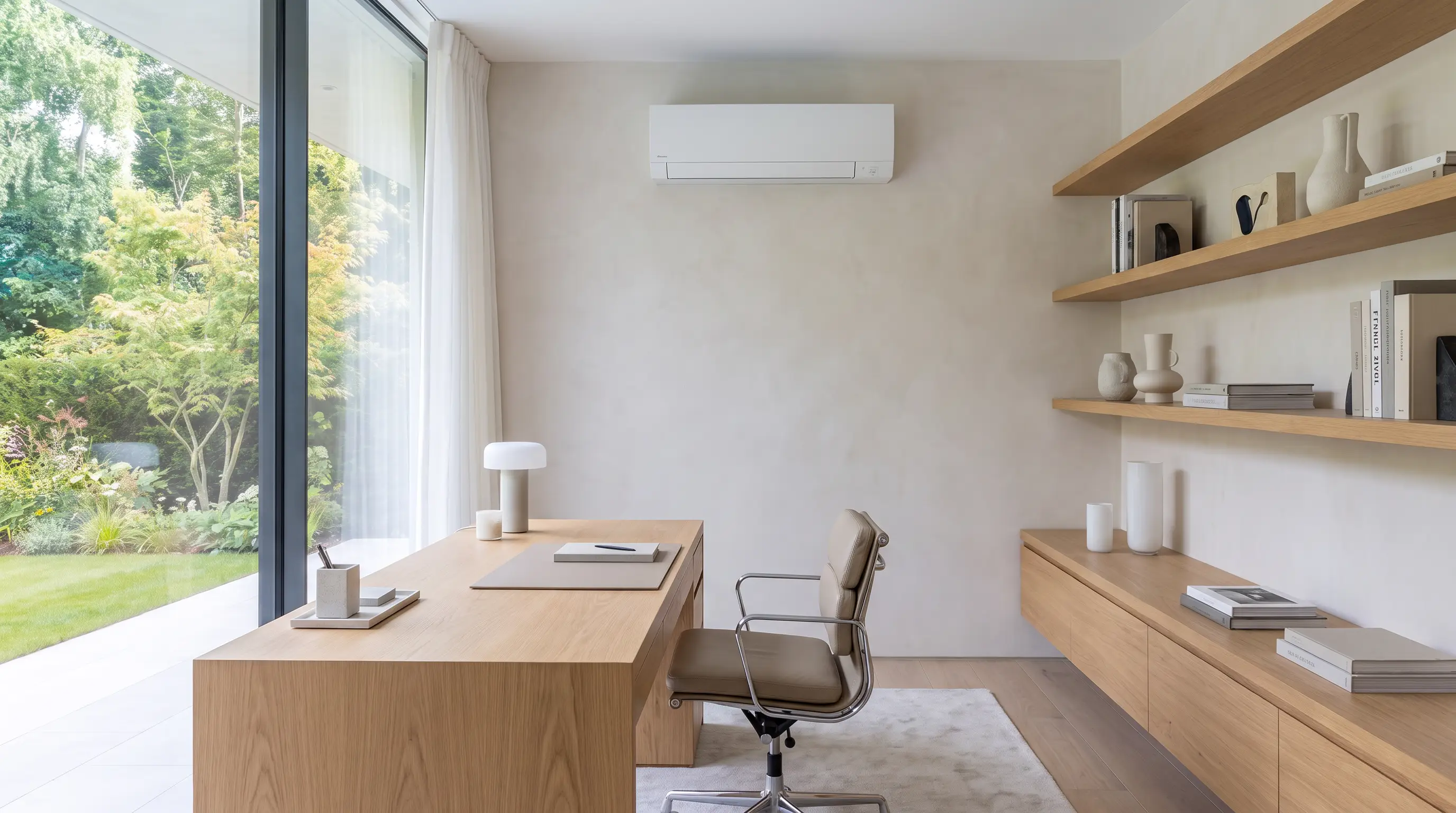 Bright home office with discreet climate control