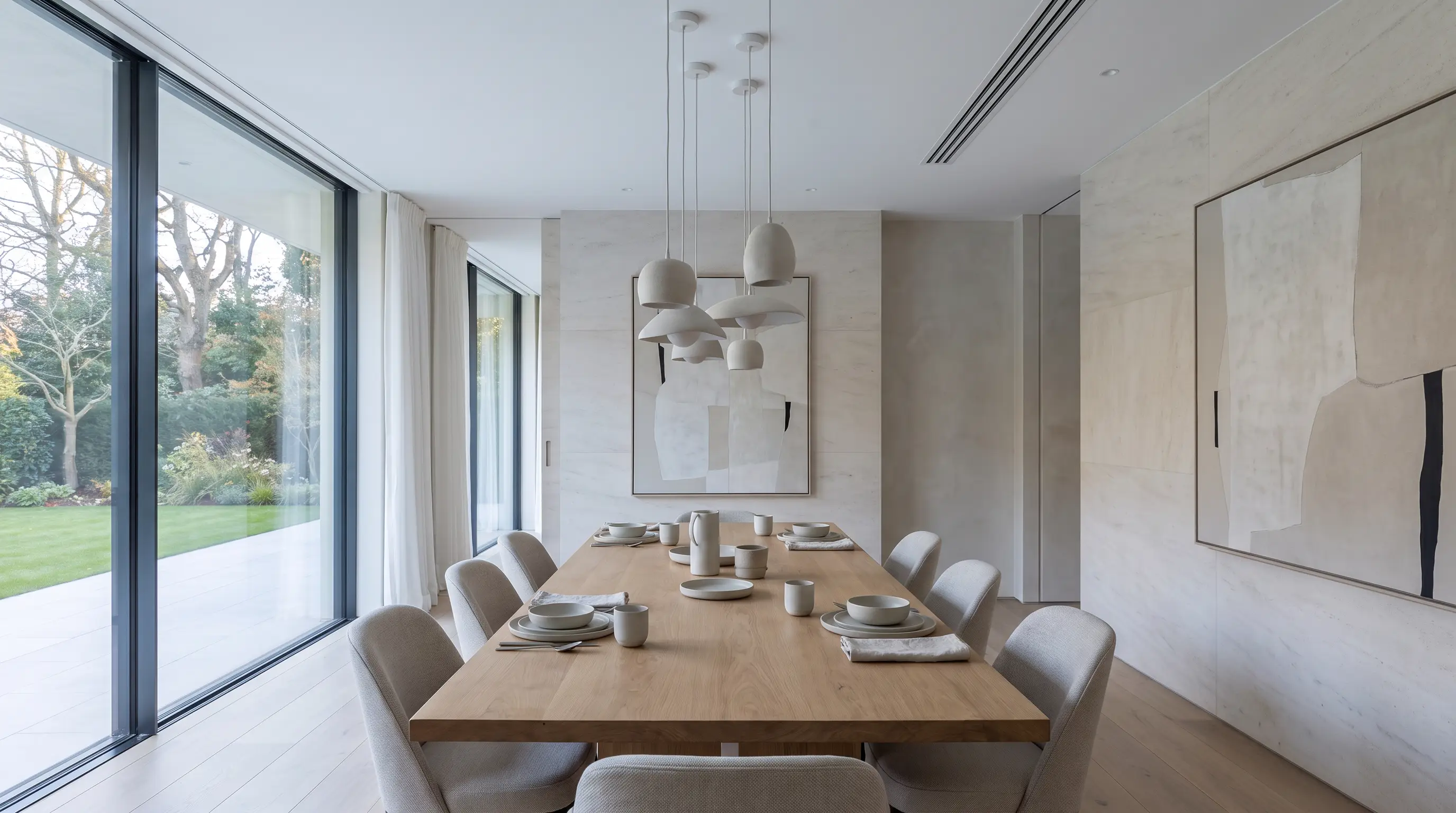 Elegant dining space with concealed climate control