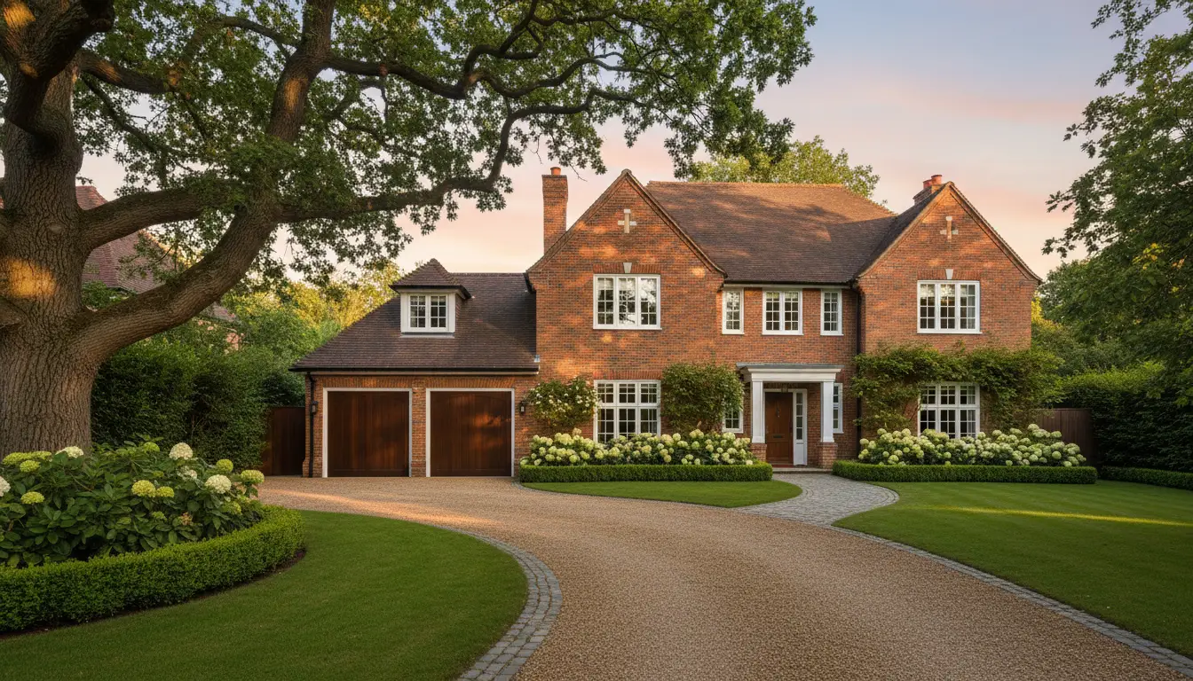 Detached red-brick family home in a leafy suburb