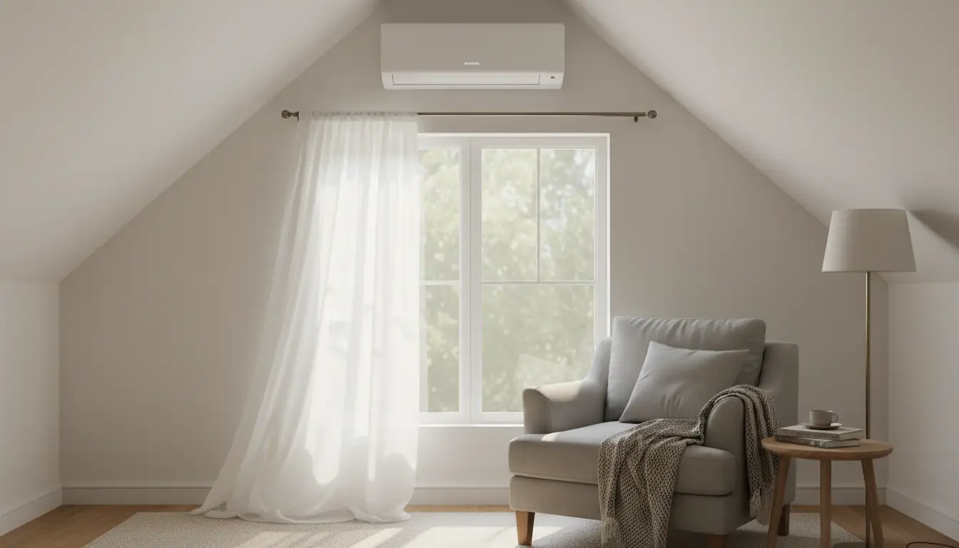 Loft dormer reading corner with a compact unit above