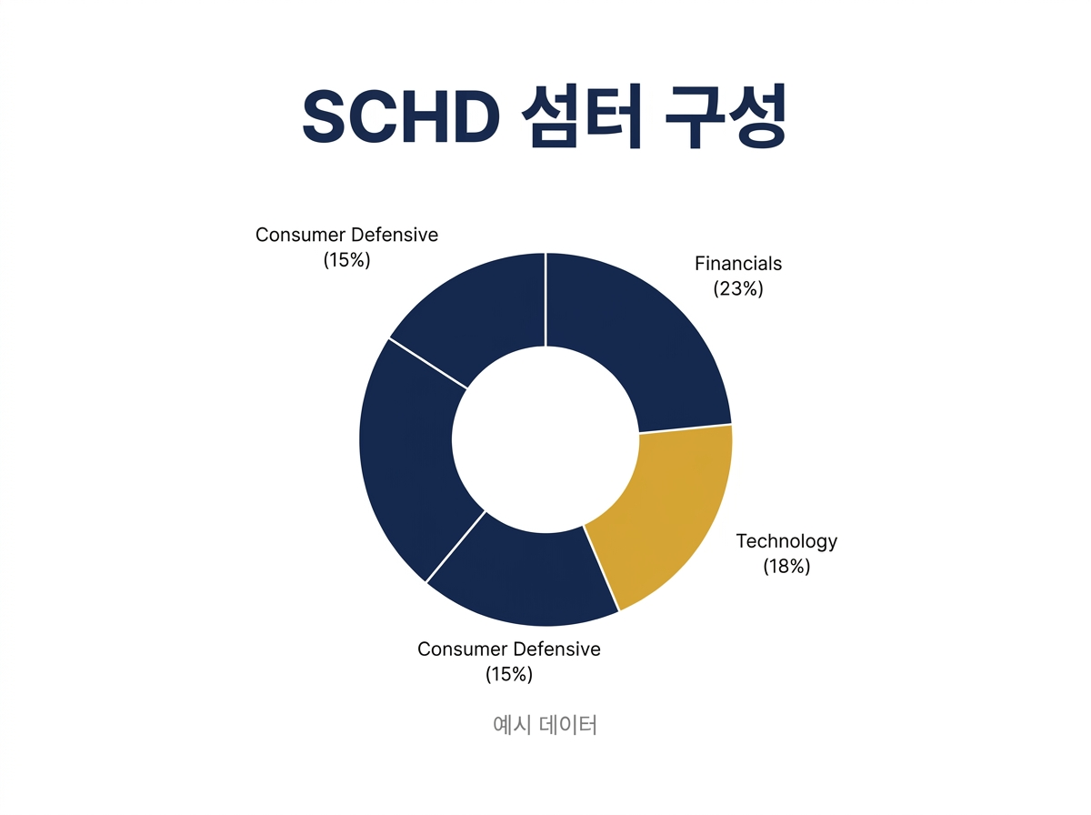 SCHD 포트폴리오의 업종별 비중 구성