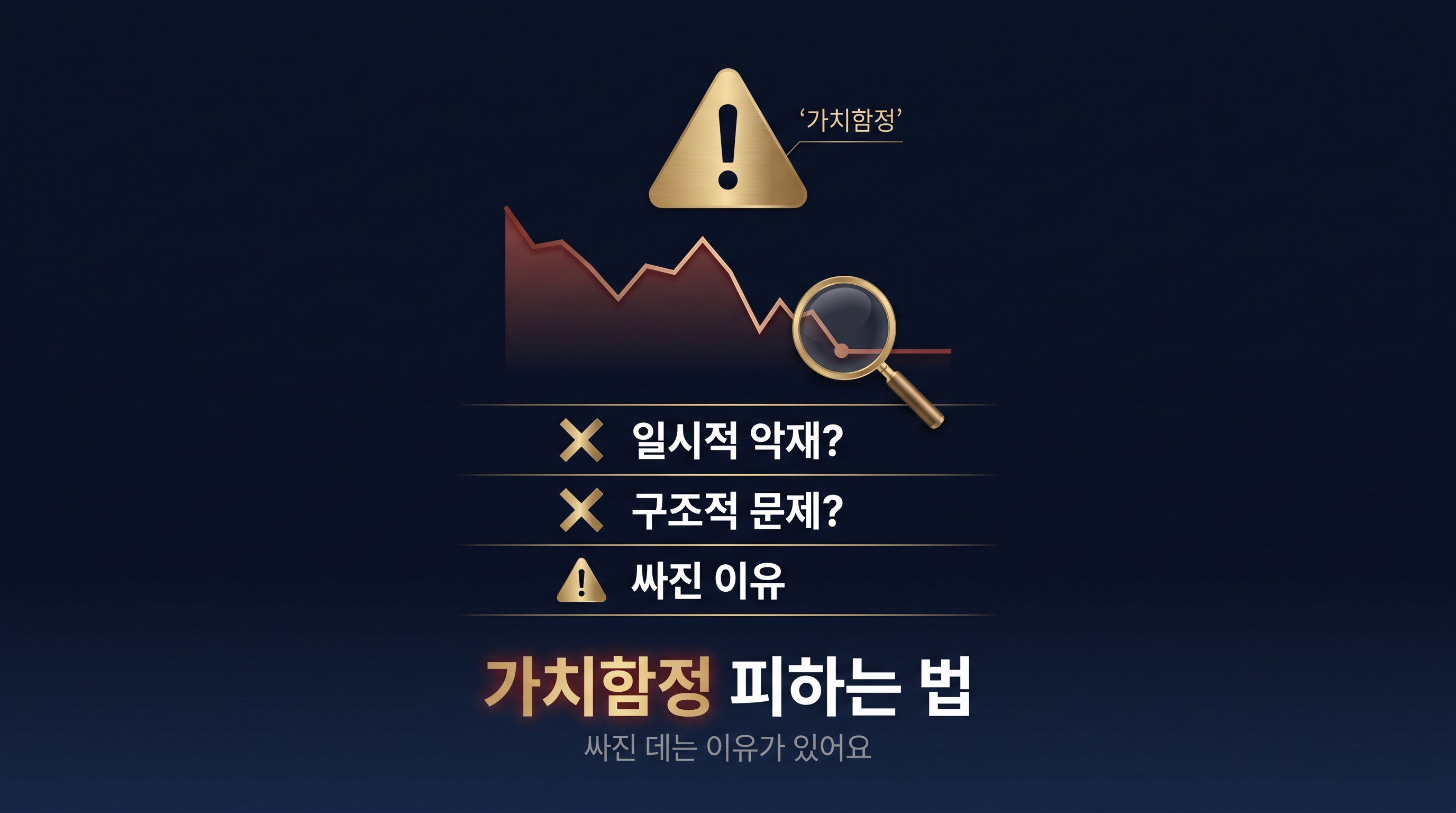 하락하는 주가 그래프와 돋보기를 보여주는 이미지