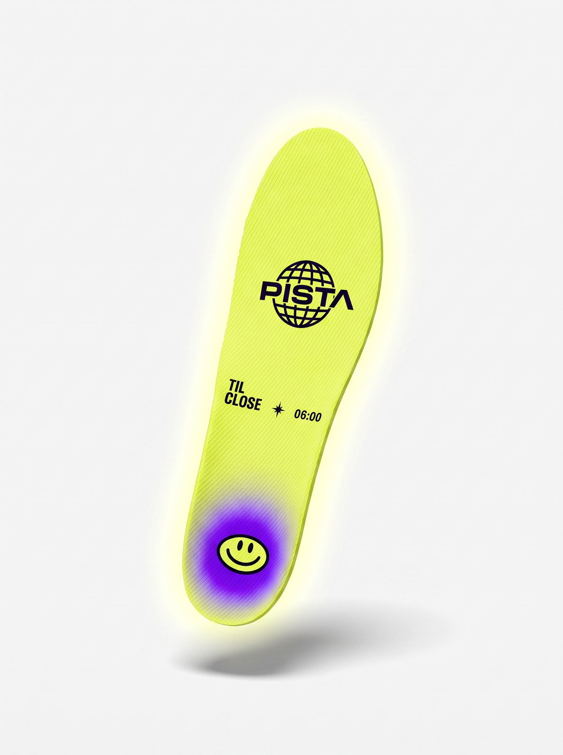 THE 6AM insole glowing under ultraviolet light