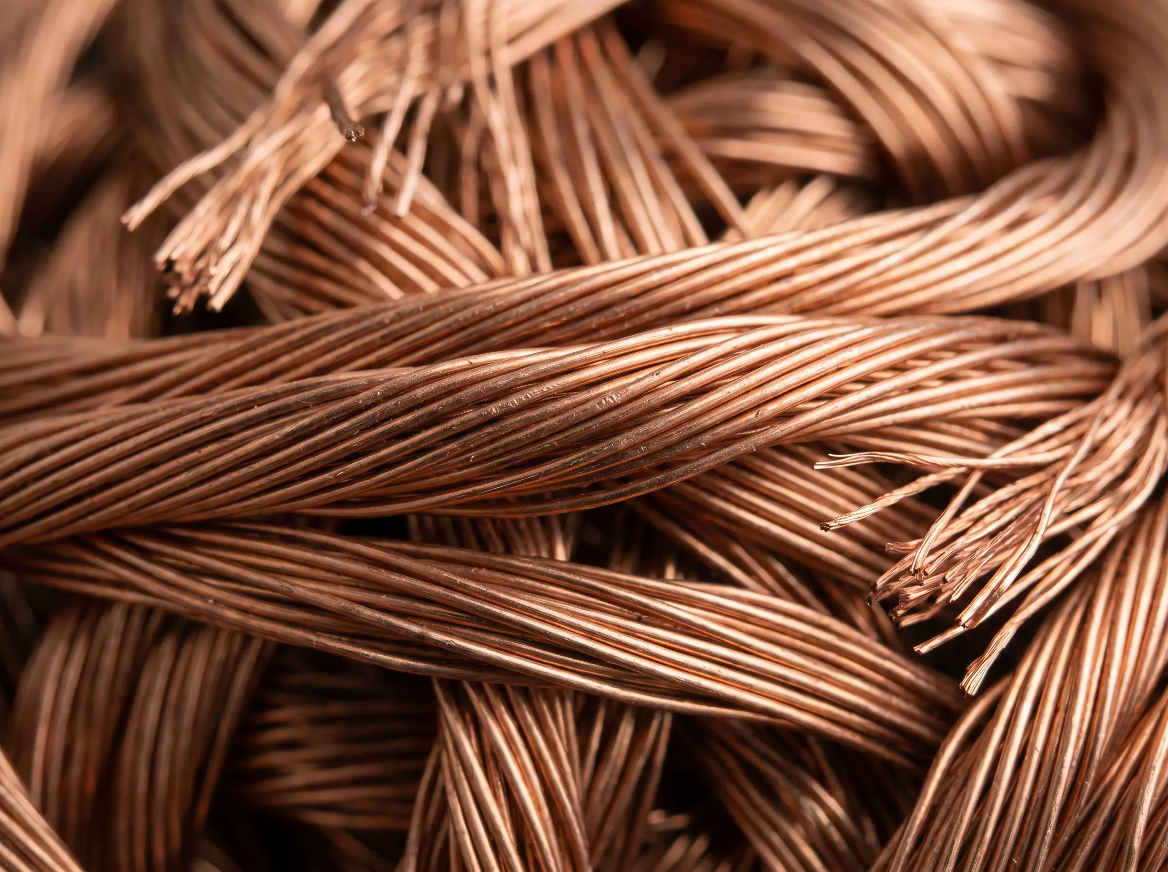 Bright copper wire ready for weighing