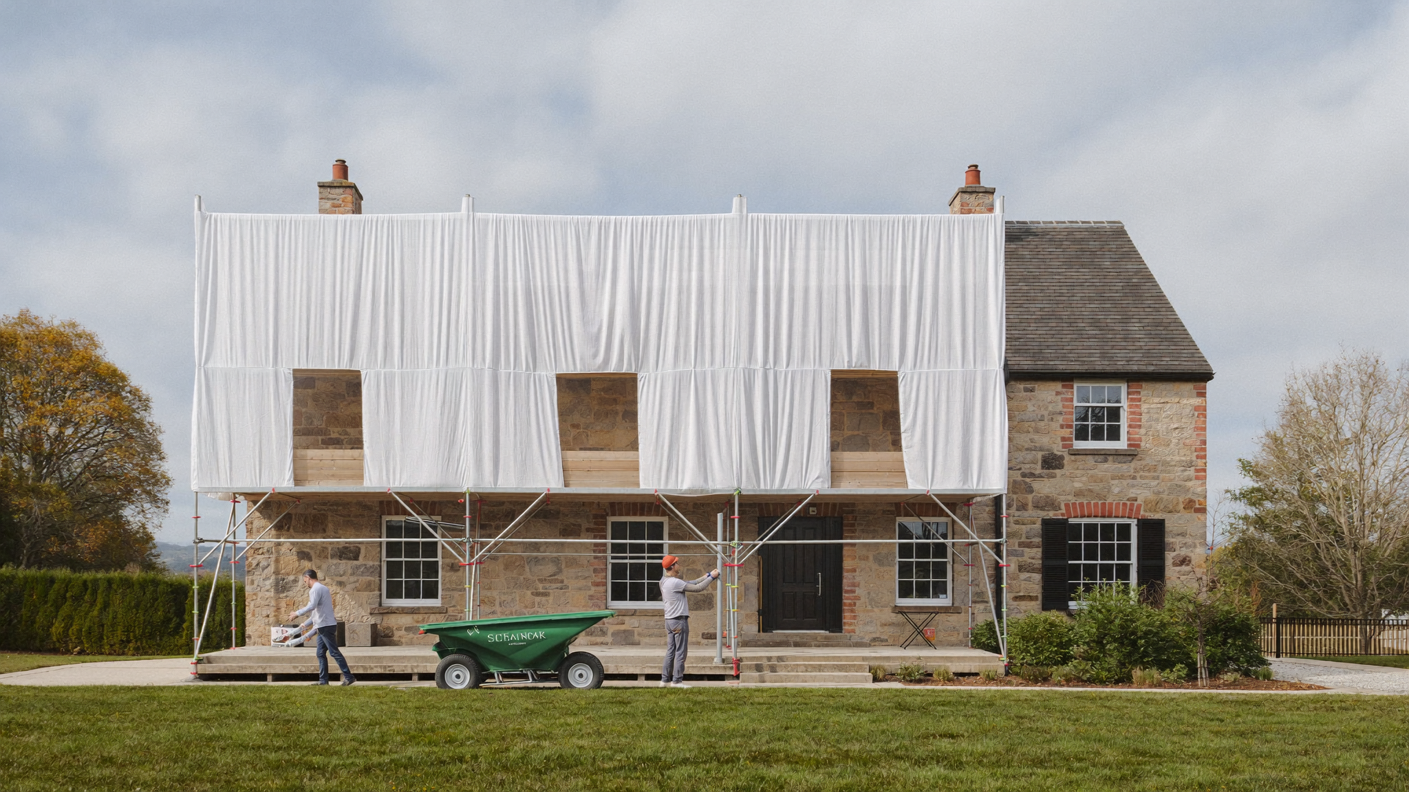 Scottish home under renovation with scaffolding