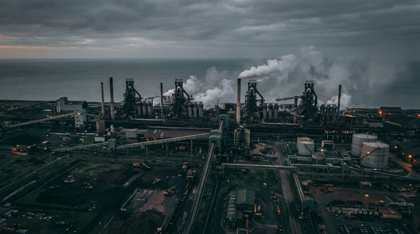 An Indonesian nickel smelting complex at dusk