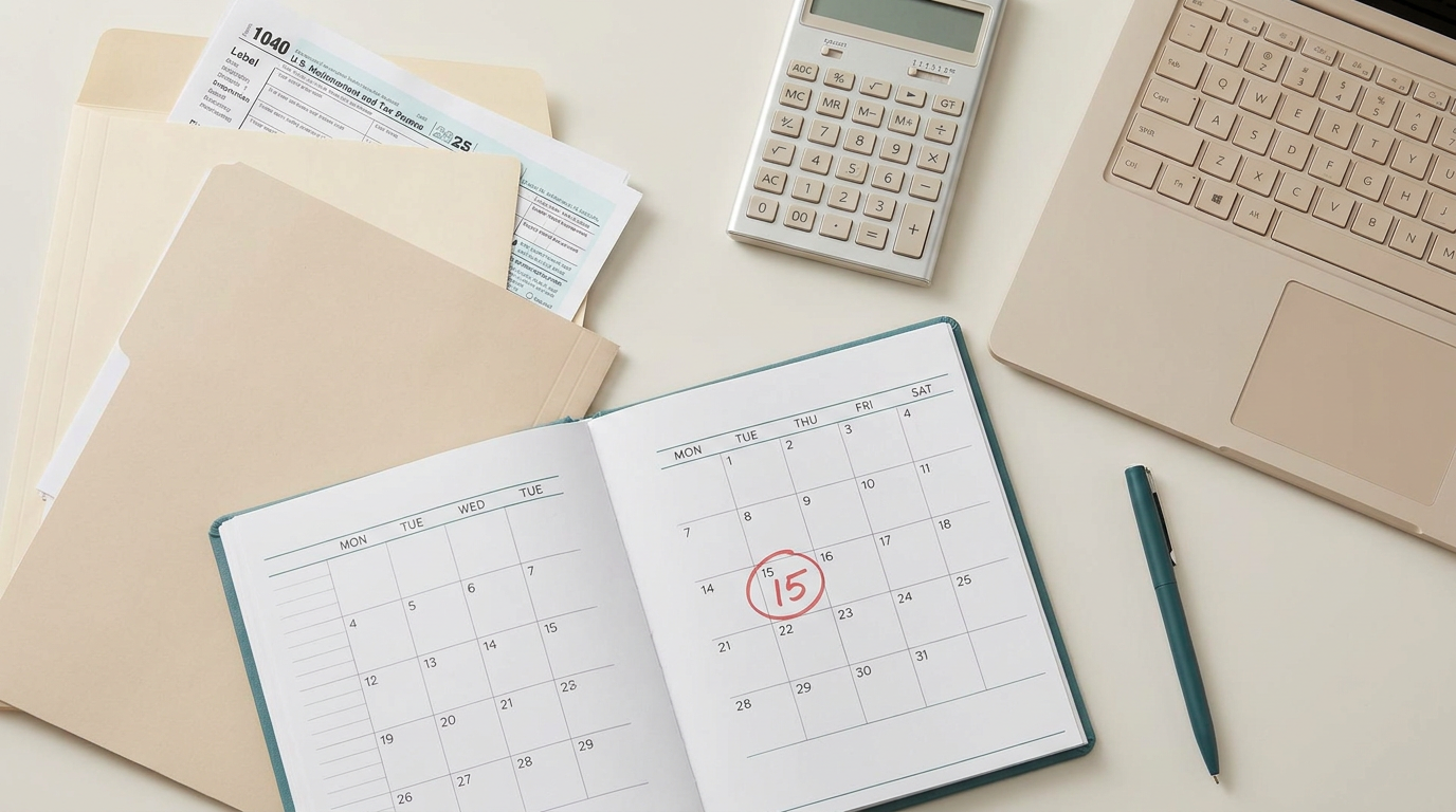 Escritorio ordenado con documentos y calendario