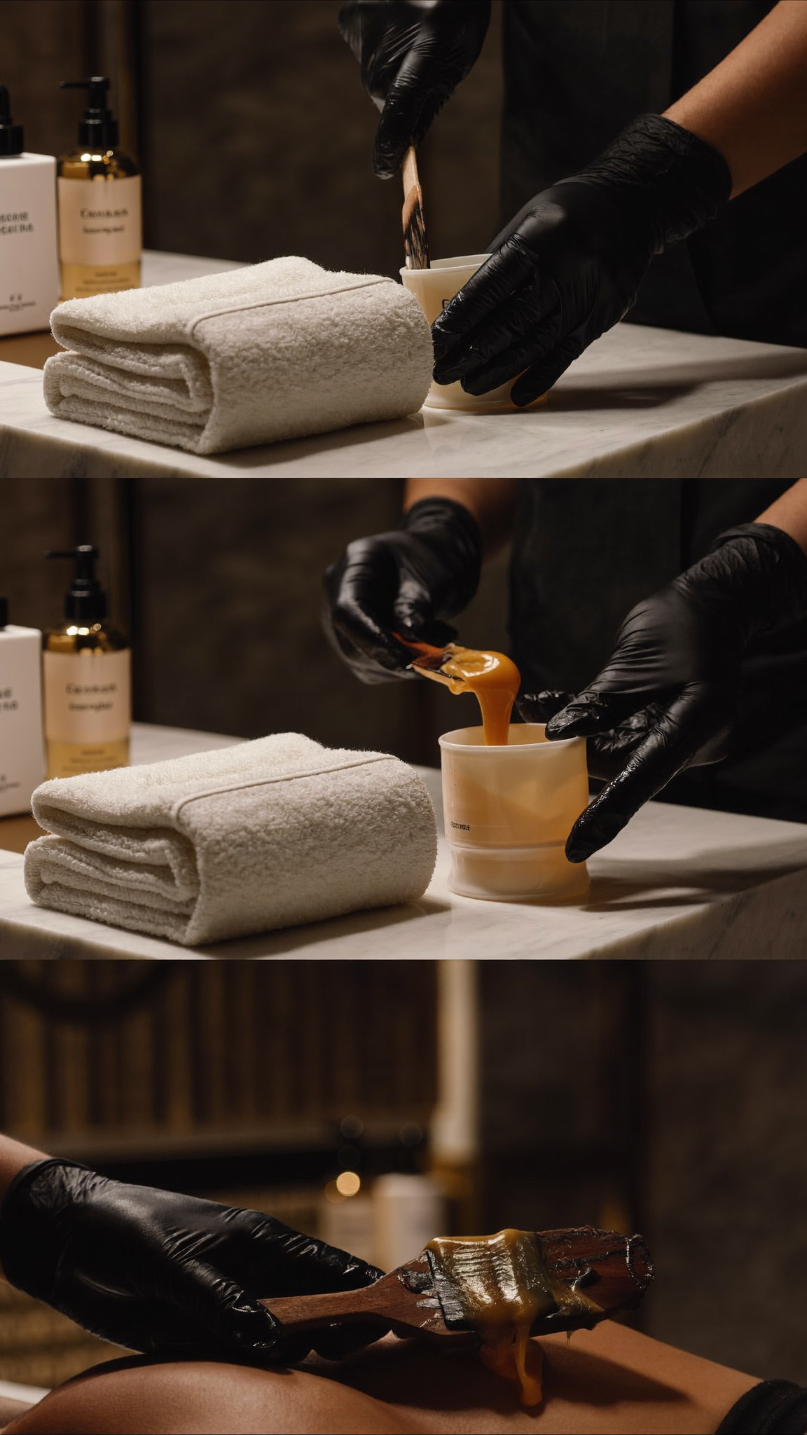 Warm wax preparation with fresh towels at ELMAX Salon & Spa Dubai